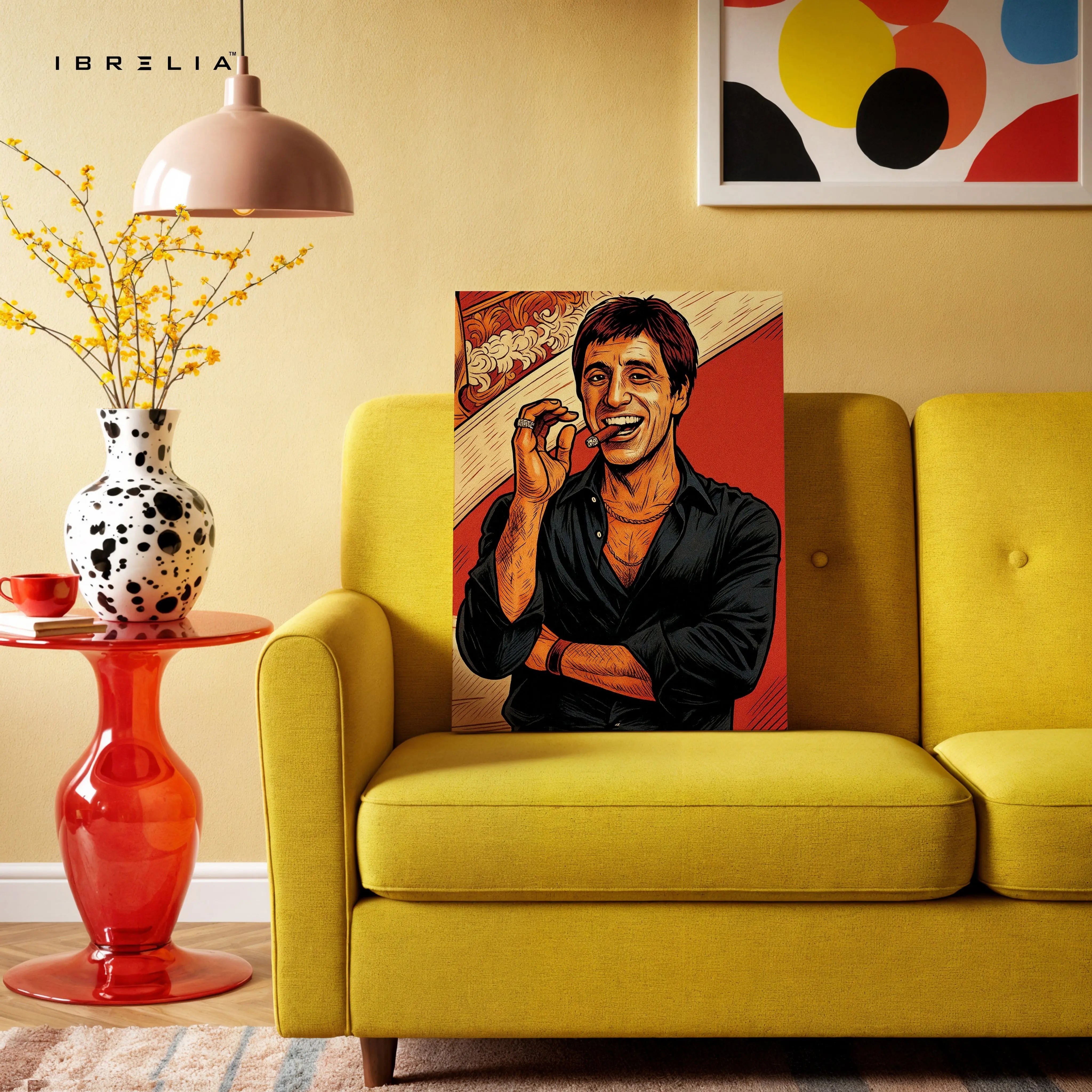 Tony Montana Scarface Wall Art – Iconic Mafia Portrait Canvas Frame | Vintage Crime Movie Poster Pakistan | IBRELIA™ IBRELIA