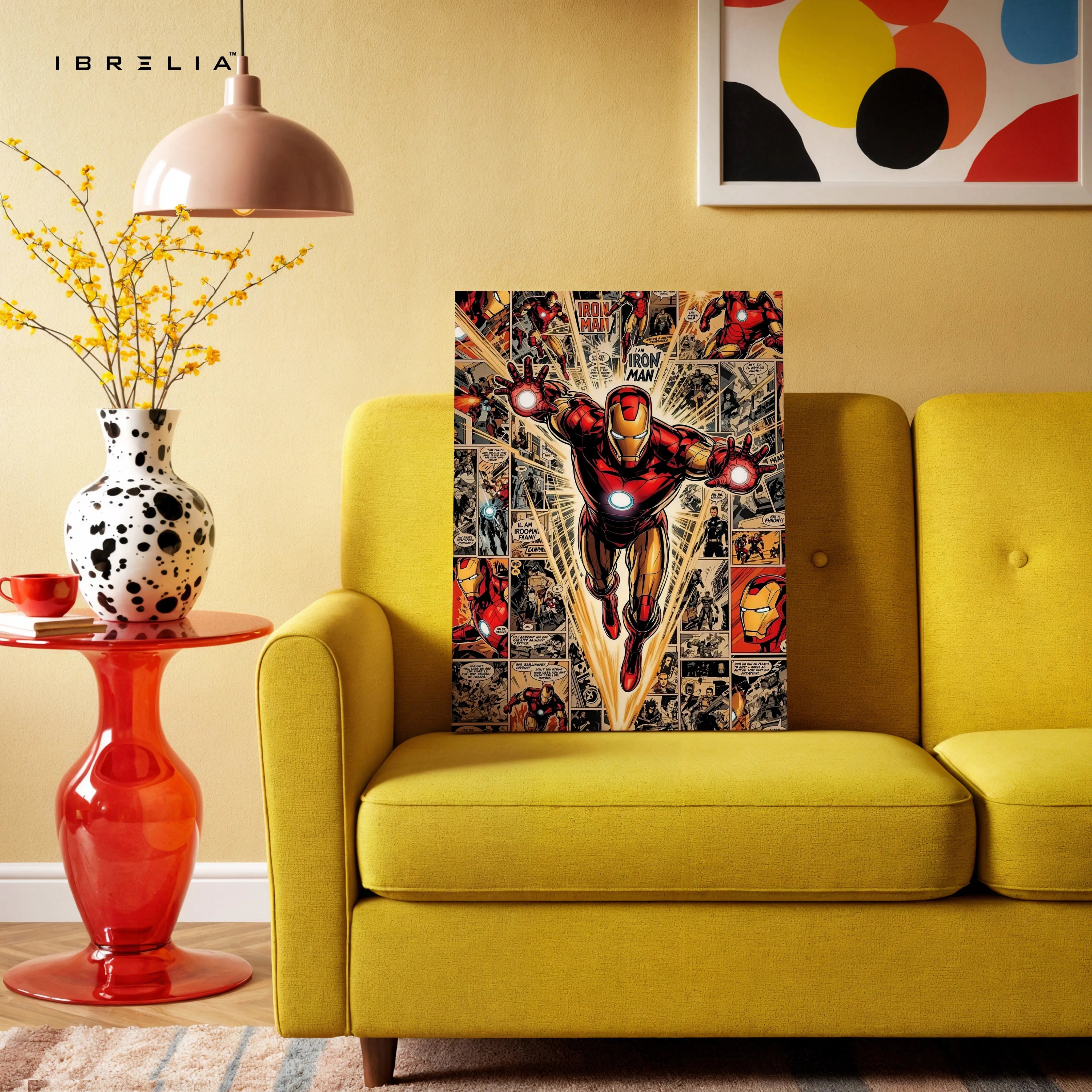 Iron Man Flying Wall Art – Marvel Superhero Comic Canvas Frame | Iron Man Poster Pakistan | IBRELIA™ IBRELIA