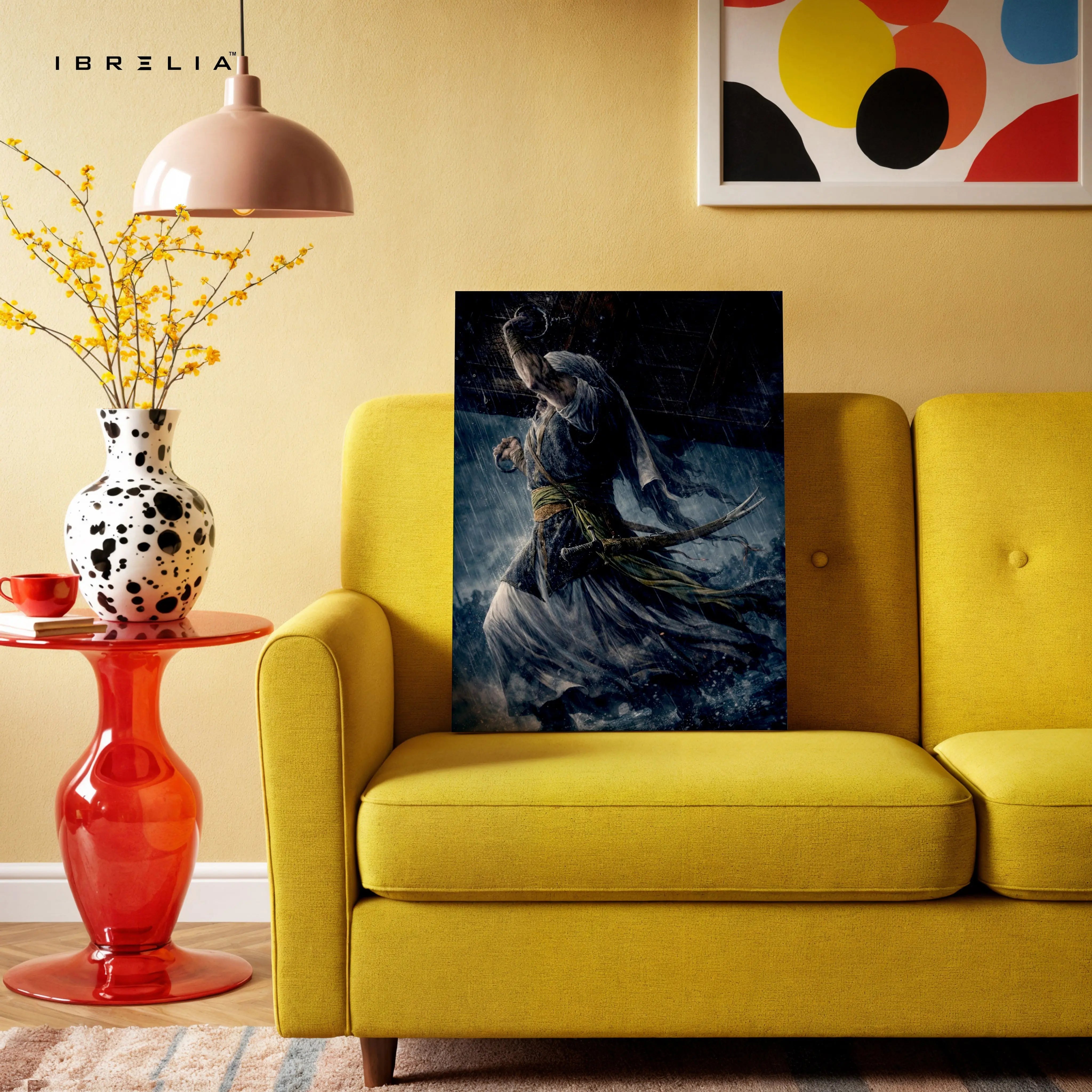 Warrior in Storm Wall Art – Cinematic Battle Canvas Frame | Dark Fantasy Fighter Poster Pakistan | IBRELIA™ IBRELIA