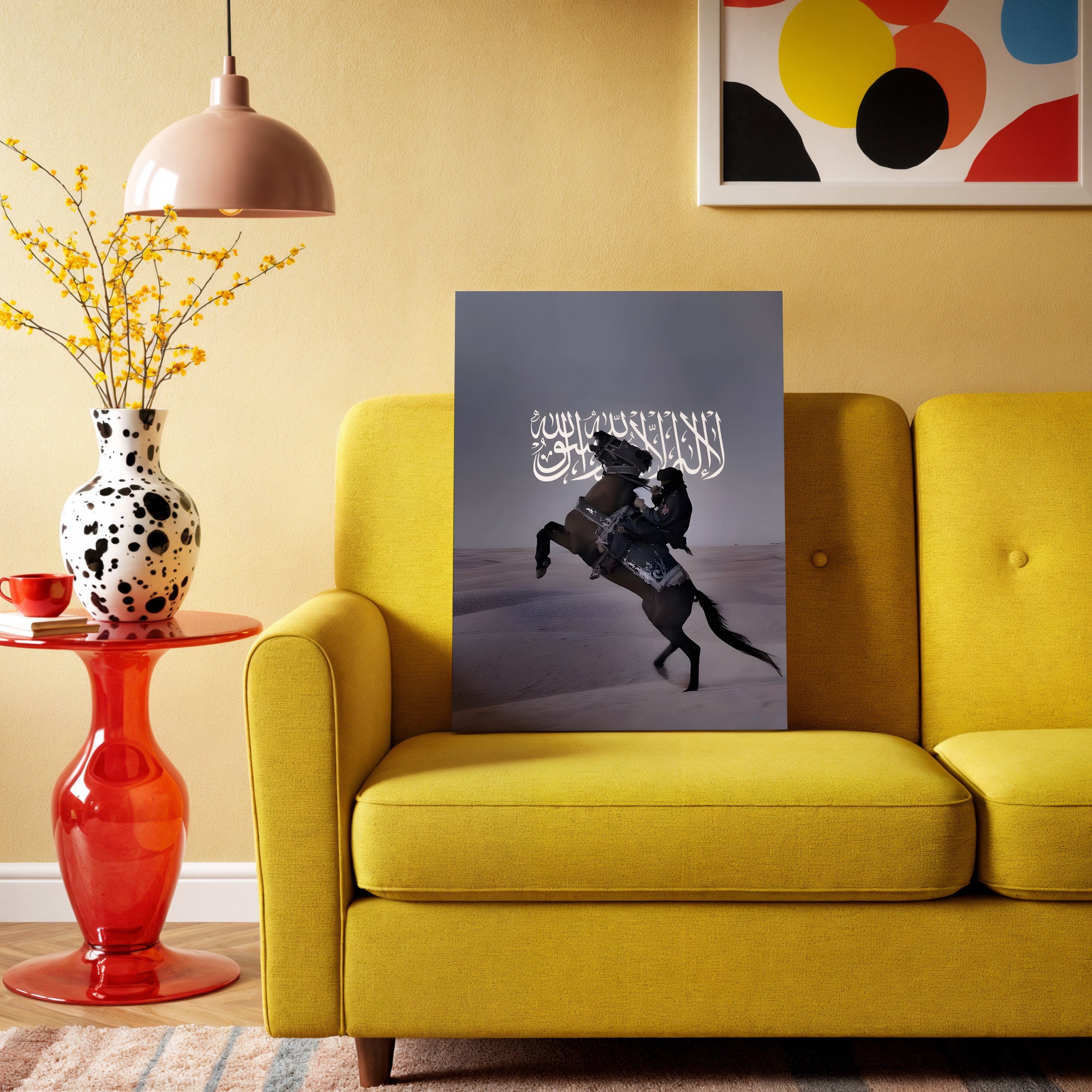 Shahada Desert Warrior Art – Islamic Calligraphy Horse Wall Art | 4K Ultra Wrap Frame Wall Art in Pakistan | IBRELIA™