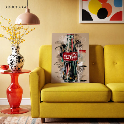 Coca-Cola Artistic Bottle Wall Art – Vintage Pop Art Canvas Frame | Coke Poster Pakistan | IBRELIA™ IBRELIA