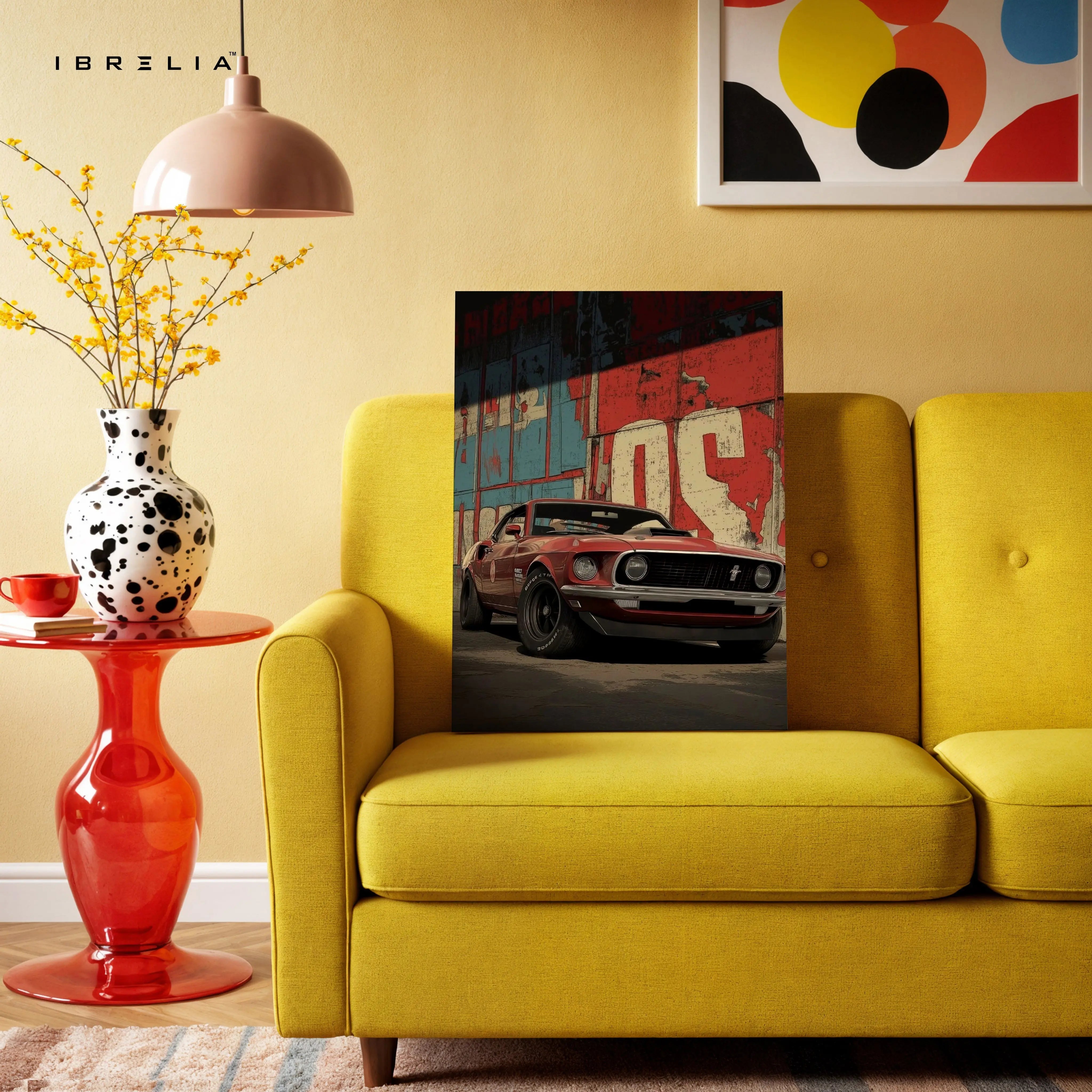 Ford Mustang Vintage Wall Art – Classic Muscle Car Canvas Frame | Retro Automotive Poster Pakistan | IBRELIA™ IBRELIA
