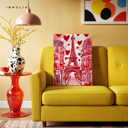 Paris Eiffel Tower Love Wall Art – Romantic Red Canvas Frame | Paris Aesthetic Poster Pakistan | IBRELIA™ IBRELIA