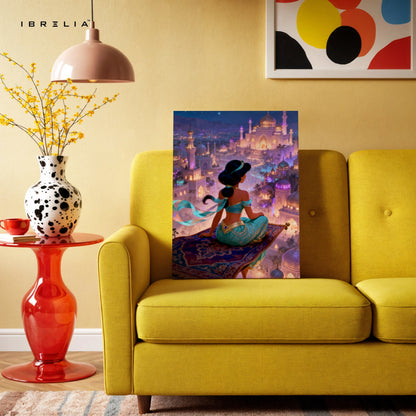 Arabian Princess Night City Wall Art – Magical Palace Fantasy Canvas Frame | Luxury Aesthetic Decor Pakistan | IBRELIA™ IBRELIA