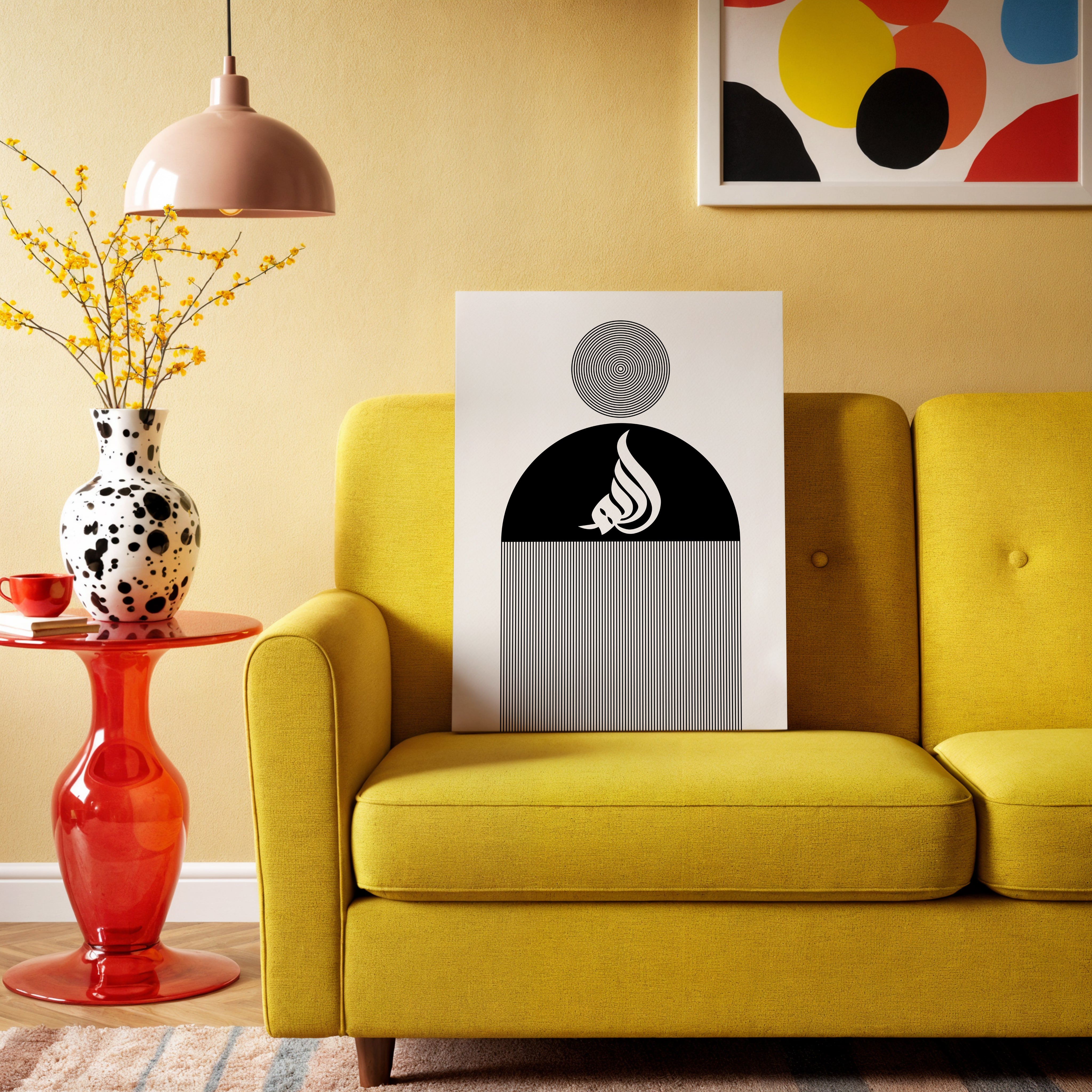 Allah Islamic Minimal Wall Art – Black & White Geometric Design | 4K Ultra Wrap Frame Wall Art in Pakistan | IBRELIA™