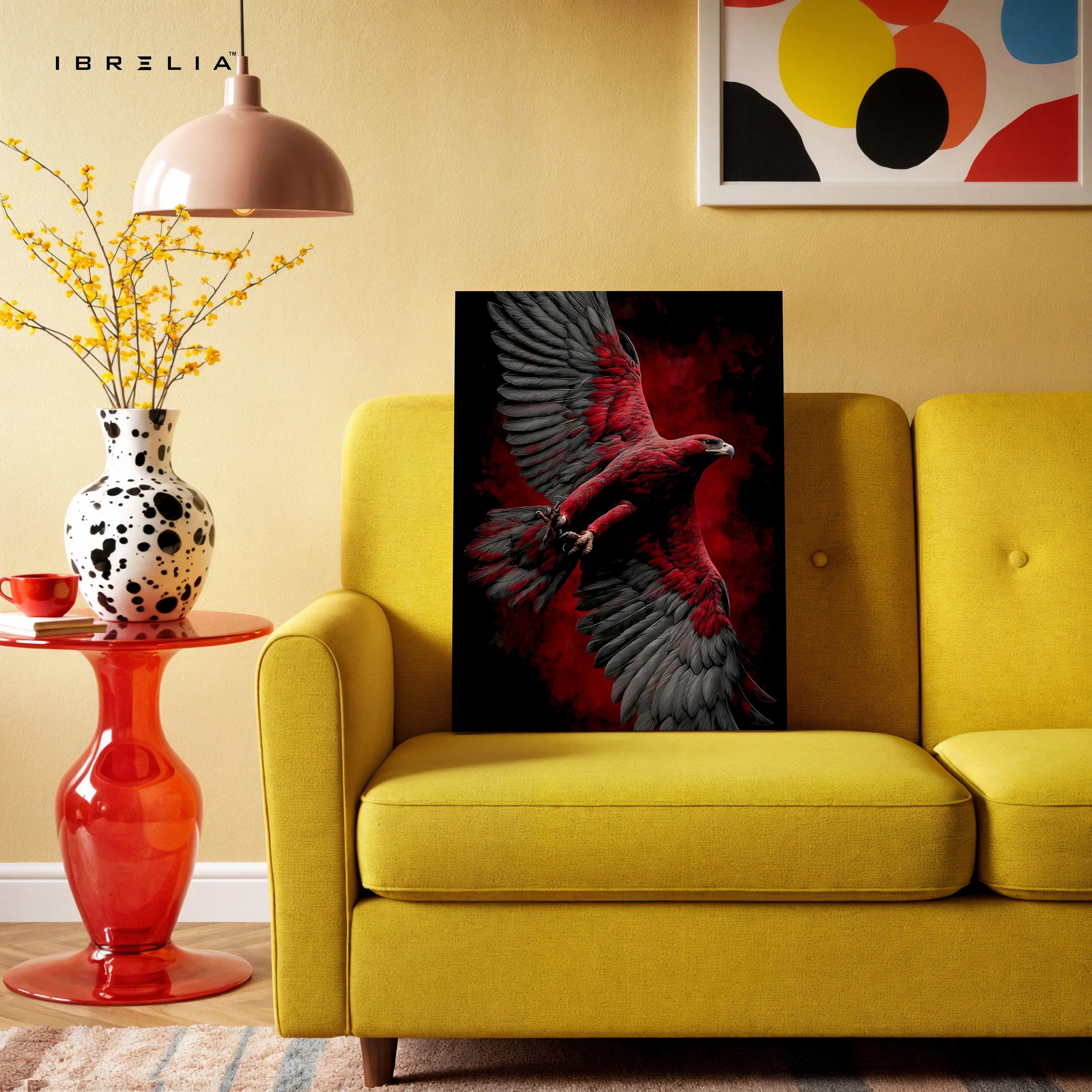 Red Eagle Power Wall Art – Majestic Bird Canvas Frame | Dark Aesthetic Wildlife Poster Pakistan | IBRELIA™ IBRELIA
