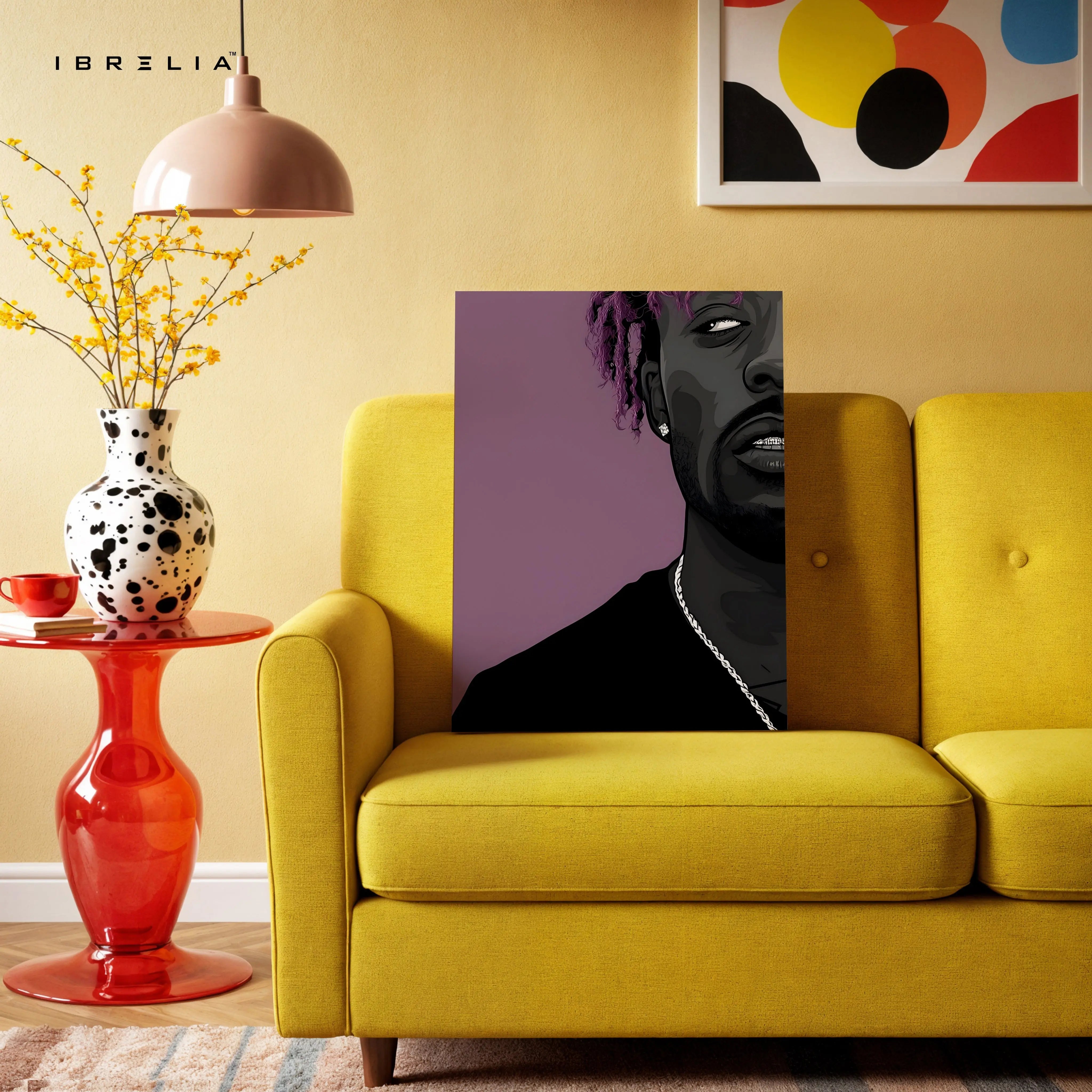 Purple Aesthetic Rap Portrait Wall Art – Modern Hip Hop Canvas Frame | Minimal Artist Illustration Poster Pakistan | IBRELIA™ IBRELIA