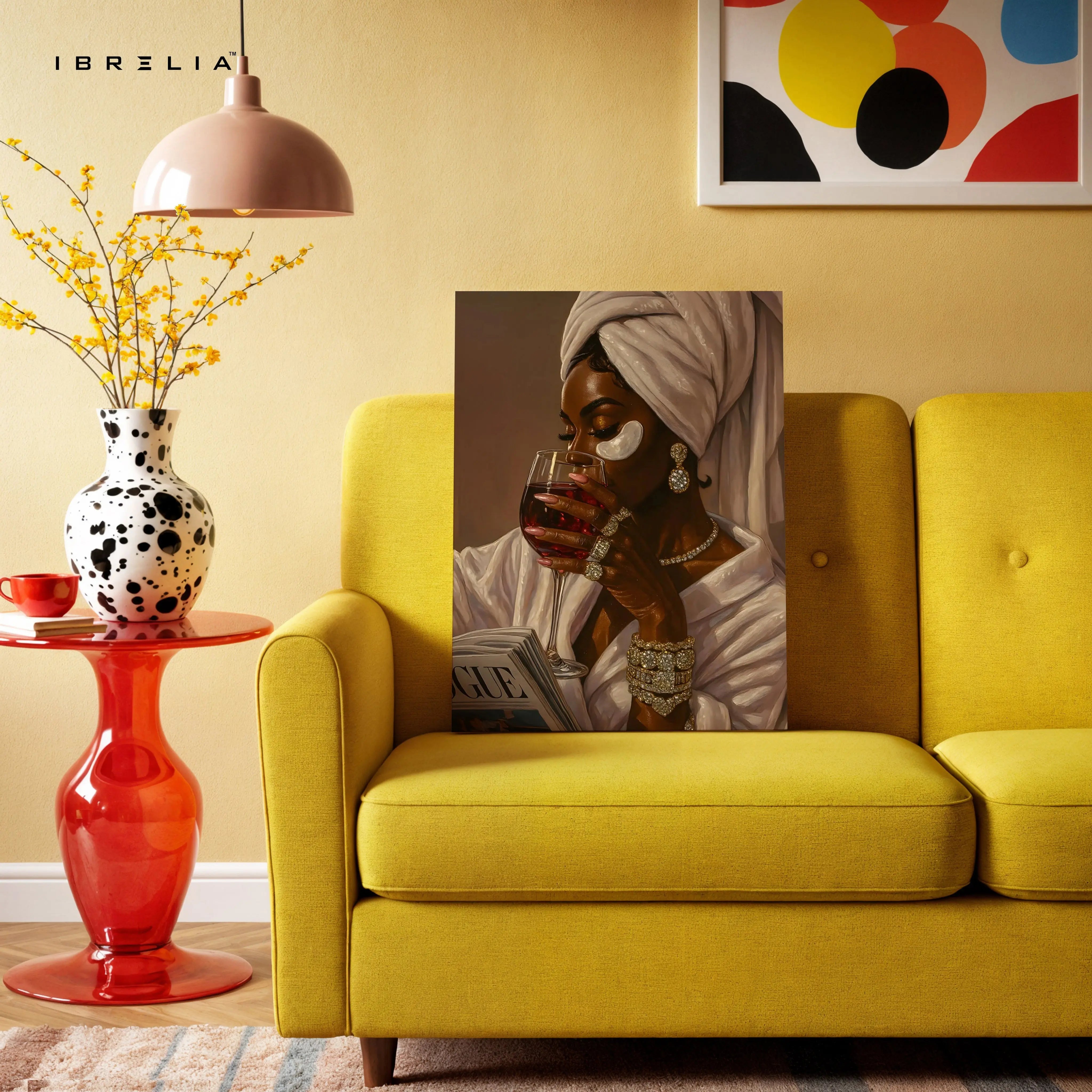 Luxury Self-Care Elegance Art – Woman Wine Vogue Aesthetic Wall Art | 4K Ultra Wrap Frame Wall Art in Pakistan | IBRELIA™ IBRELIA