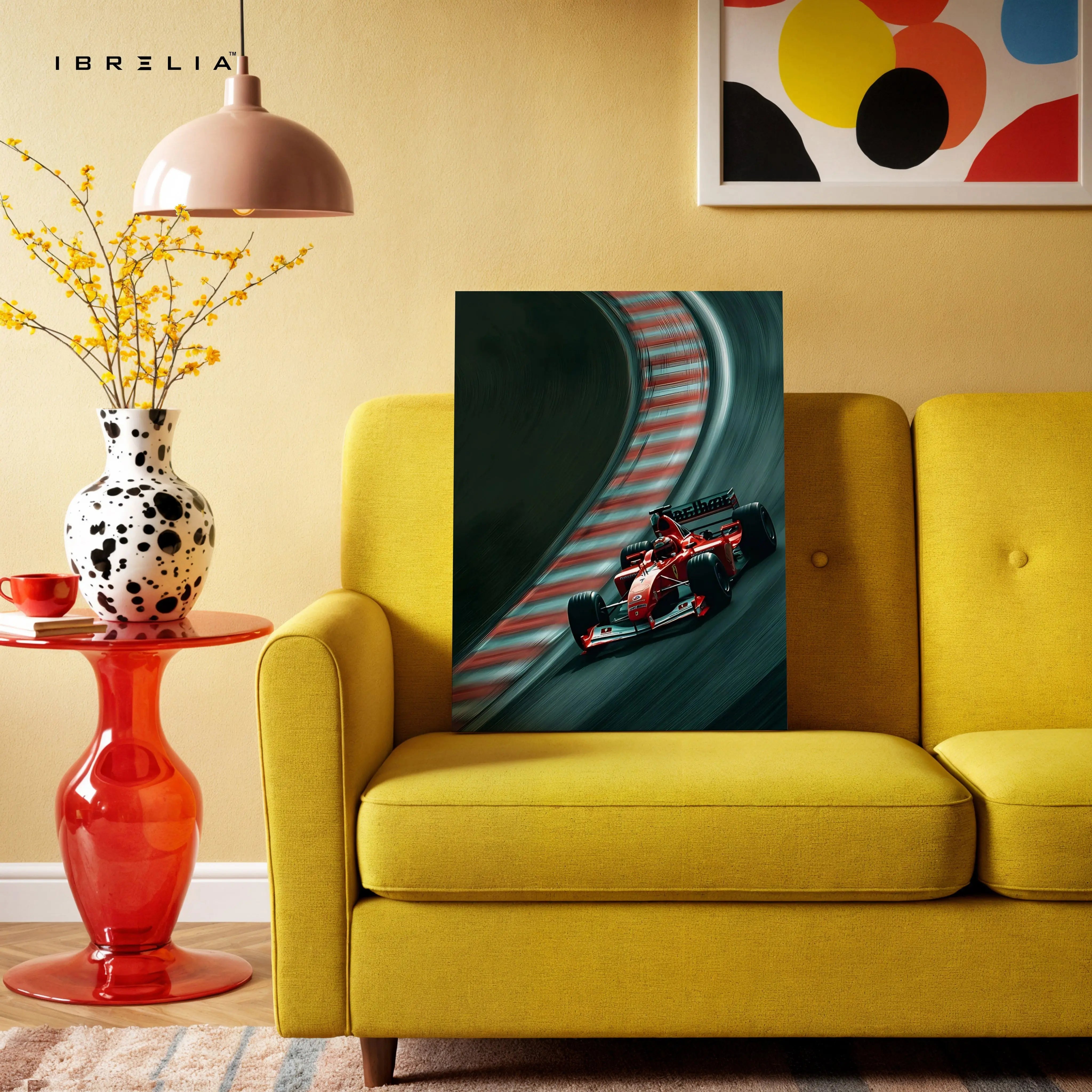 Ferrari F1 Cornering Speed Wall Art – High Velocity Track Canvas Frame Pakistan | Formula Racing Poster | IBRELIA™ IBRELIA