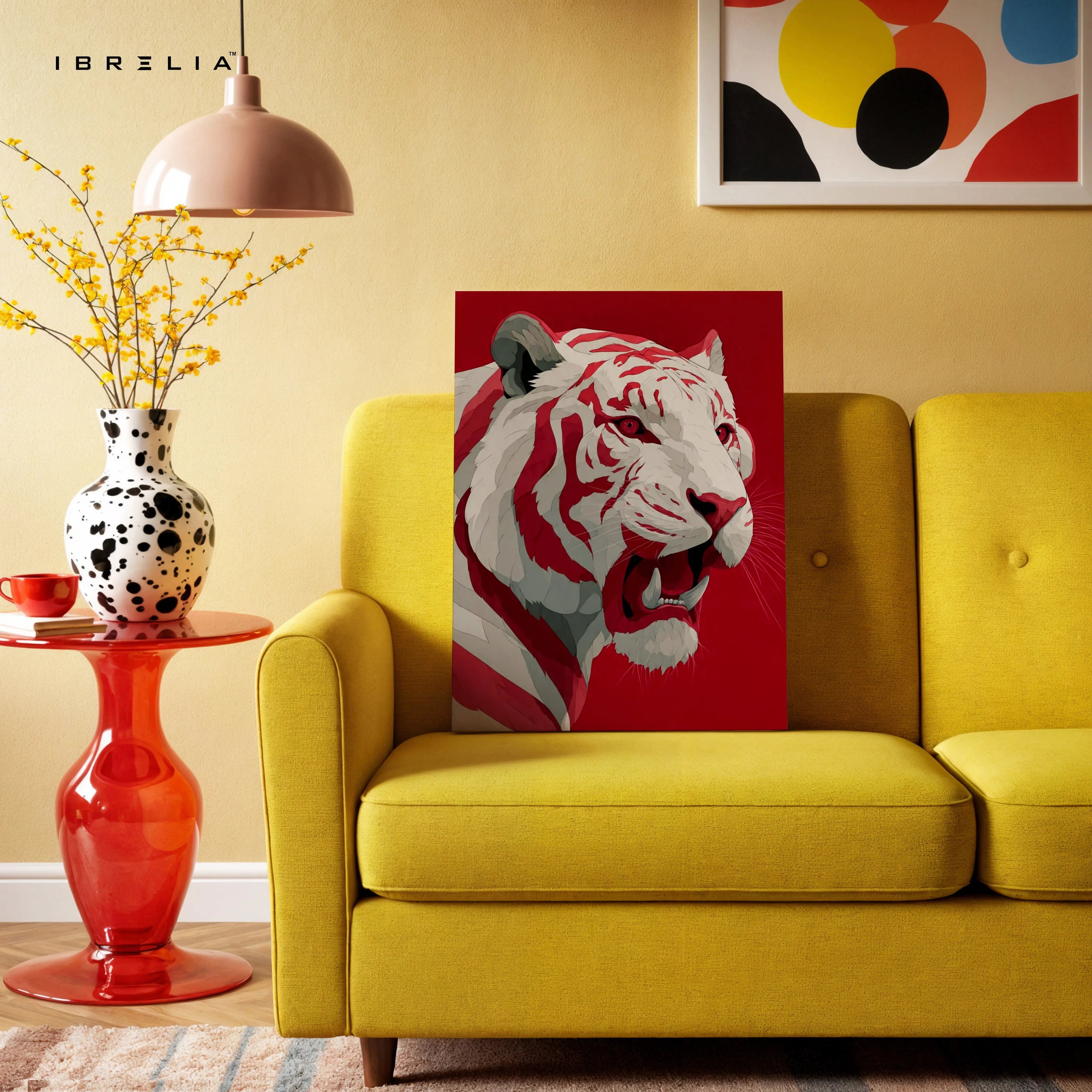 Red Tiger Wall Art – Bold Wildlife Canvas Frame | Fierce Animal Poster Pakistan | IBRELIA™ IBRELIA
