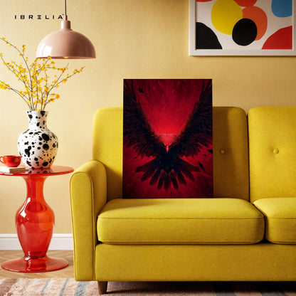 Red Eagle Wall Art – Dark Phoenix Bird Canvas Frame | Powerful Wings Poster Pakistan | IBRELIA™ IBRELIA