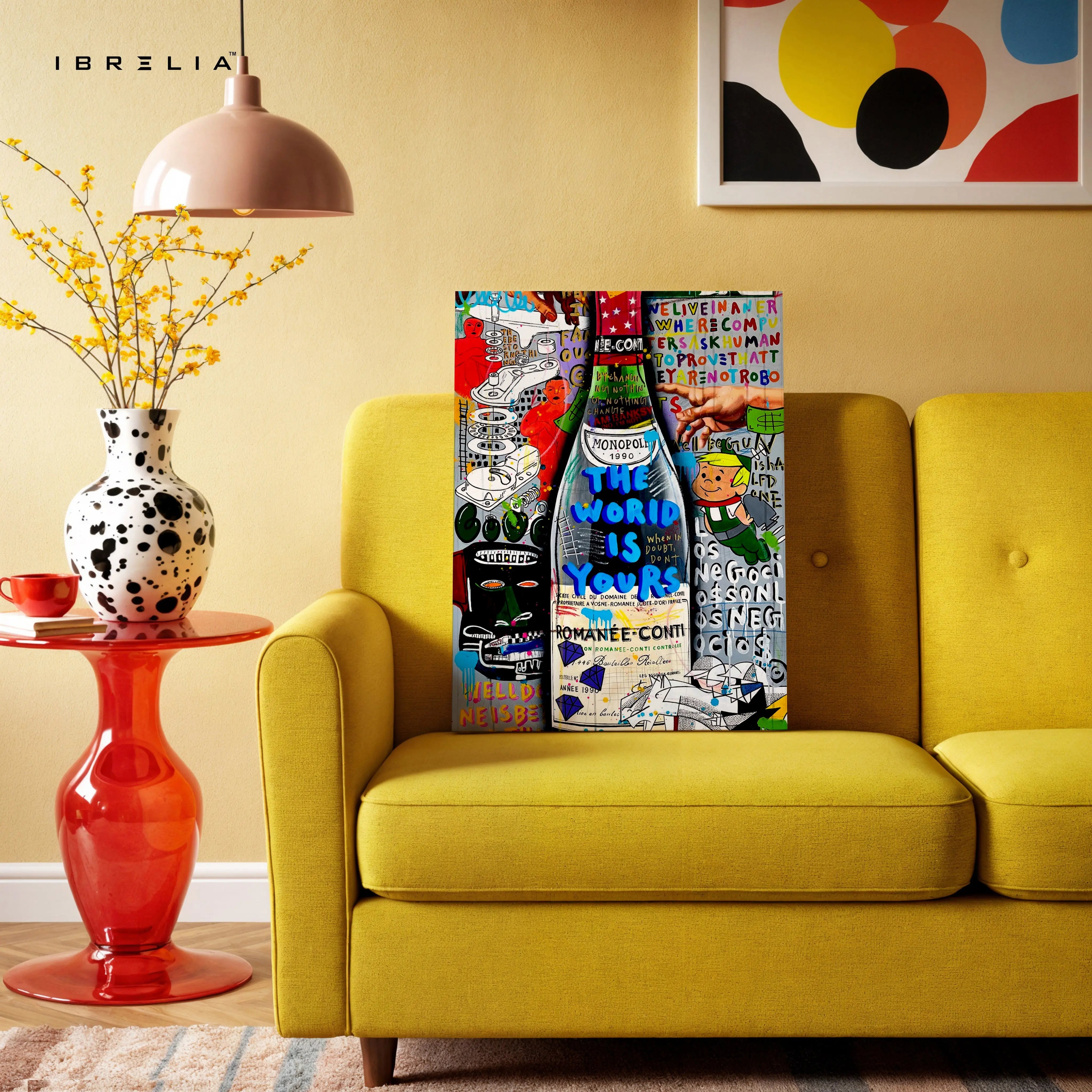 Luxury Graffiti Bottle Wall Art – Street Pop Champagne Poster | Monopoly Style Abstract Wealth Art Frame Pakistan | IBRELIA™ IBRELIA