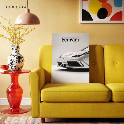 Ferrari Minimal Front Detail Wall Art – Luxury Supercar Poster | 4K Ultra Wrap Frame Wall Art in Pakistan | IBRELIA™ IBRELIA