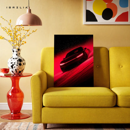 Red Supercar Motion Wall Art – Luxury Automotive Canvas Frame | Modern Sports Car Poster Pakistan | IBRELIA™ IBRELIA