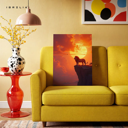 Lion Sunset Silhouette Wall Art – Majestic Animal Canvas Frame | Golden Sky Aesthetic Decor Pakistan | IBRELIA™ IBRELIA