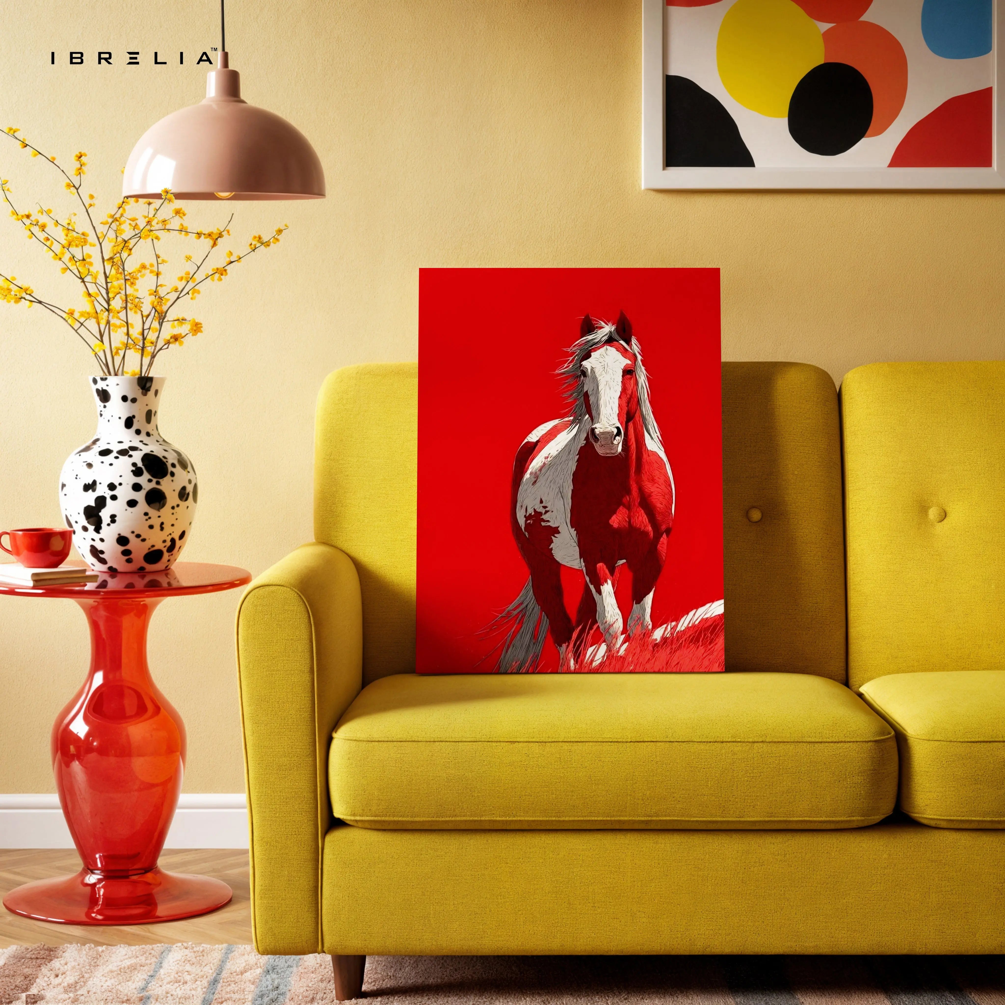 Red Horse Wall Art – Bold Running Horse Canvas Frame | Minimal Animal Poster Pakistan | IBRELIA™ IBRELIA