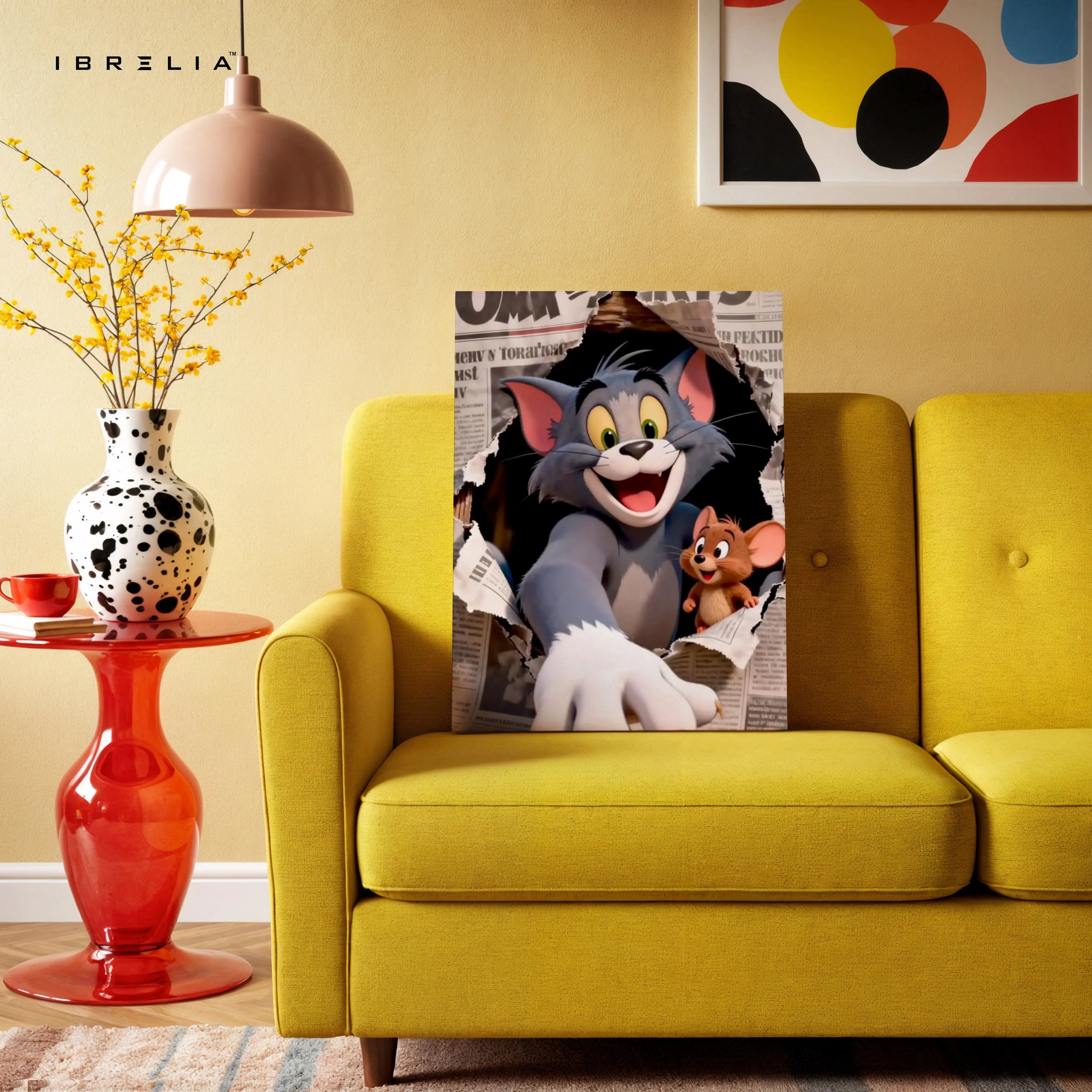 Cat & Mouse Chase Wall Art – Playful Chaos Canvas Frame | Cartoon Duo Scene Decor Pakistan | IBRELIA™ IBRELIA