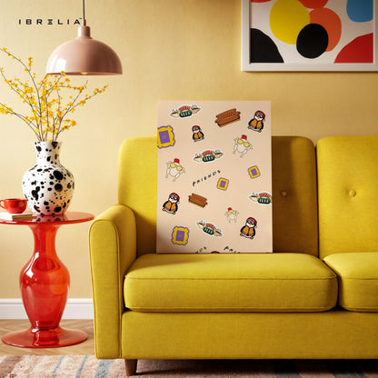 Friends TV Show Pattern Wall Art – Central Perk Canvas Frame | Friends Aesthetic Poster Pakistan | IBRELIA™ IBRELIA