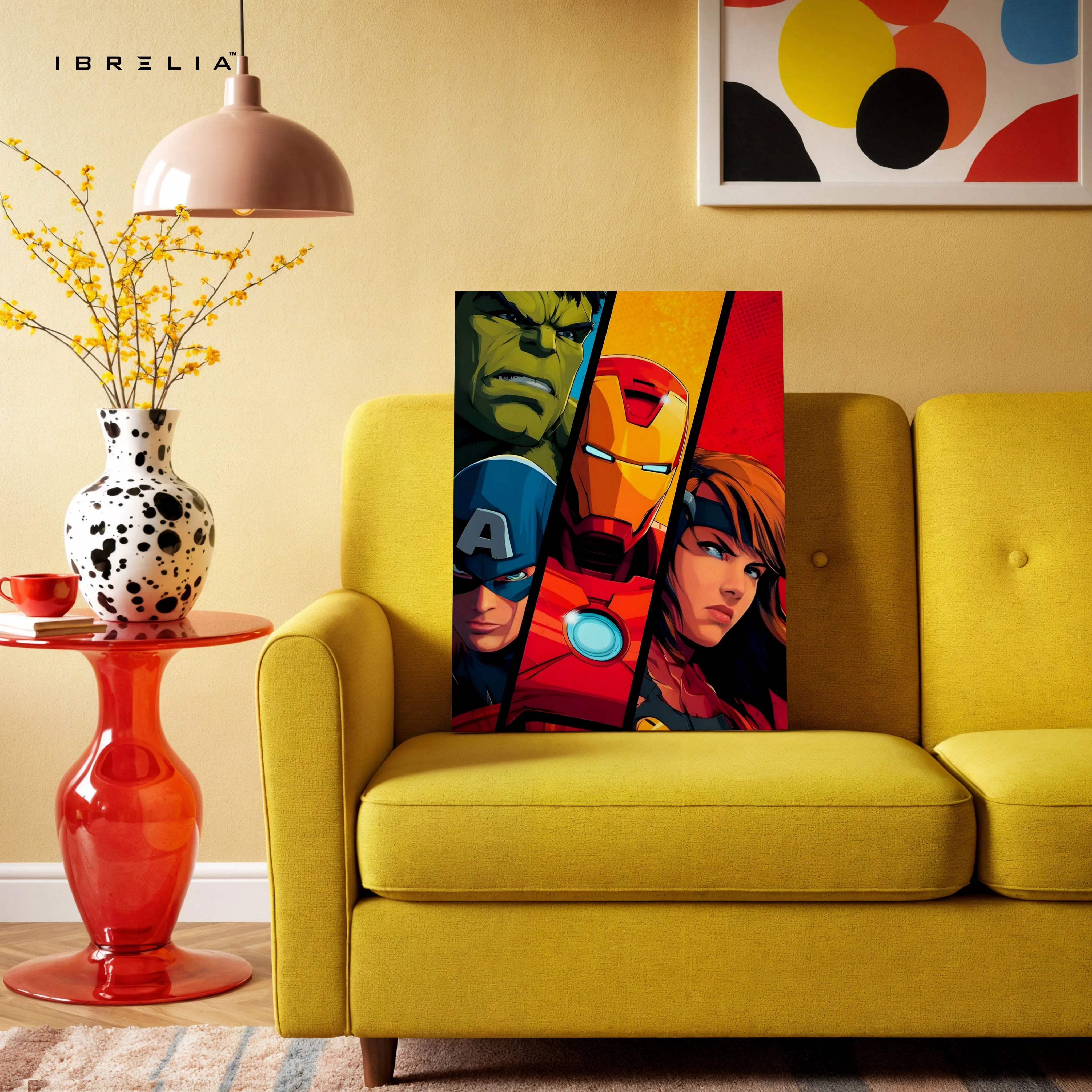 Avengers Split Wall Art – Marvel Superhero Canvas Frame | Iron Man Captain America Hulk Poster Pakistan | IBRELIA™ IBRELIA