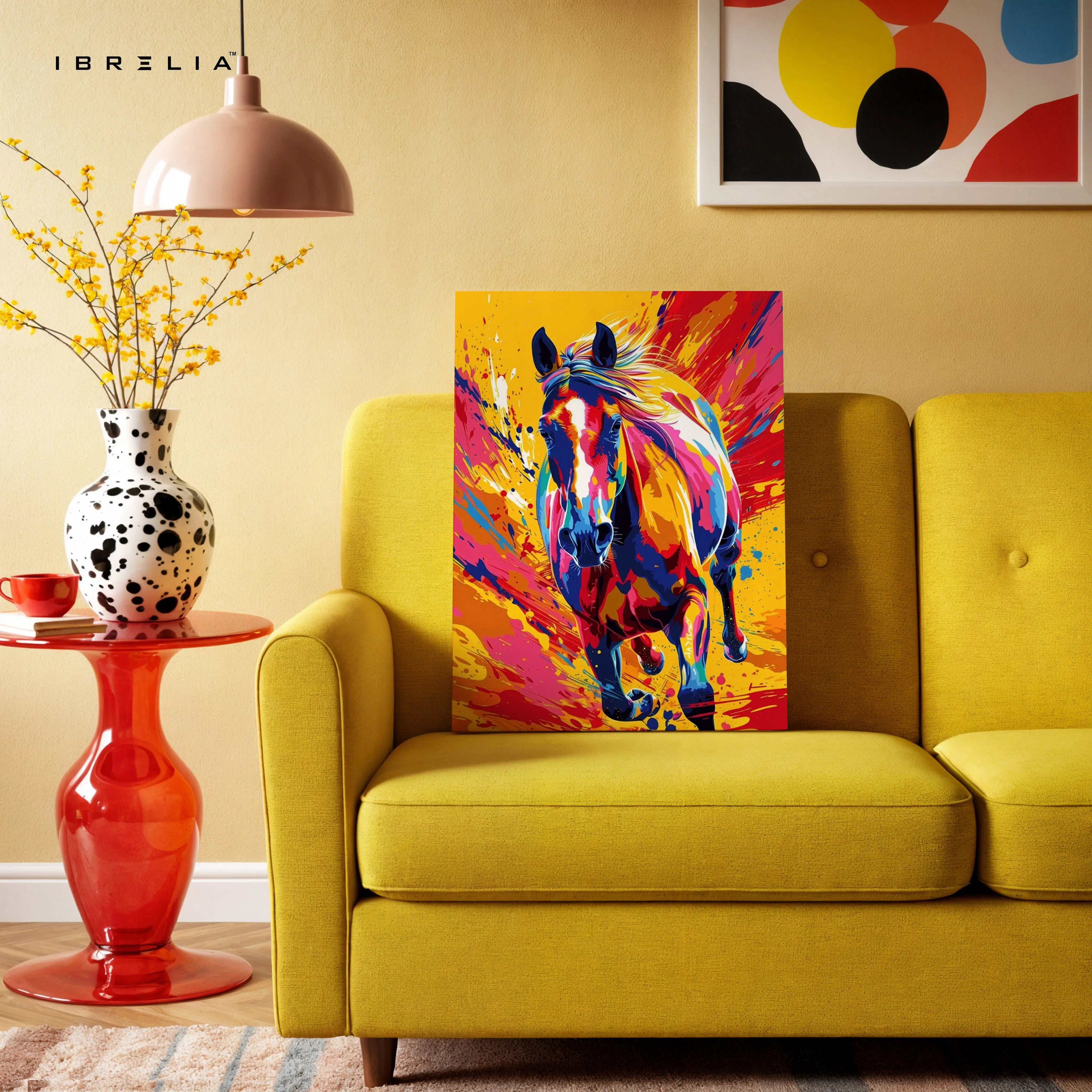 Color Burst Stallion Art – Vibrant Pop Art Running Horse Wall Art | 4K Ultra Wrap Frame Wall Art in Pakistan | IBRELIA™ IBRELIA