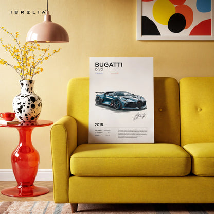 Bugatti Divo Hypercar Art – Minimal Luxury Supercar Wall Art | 4K Ultra Wrap Frame Wall Art in Pakistan | IBRELIA™ IBRELIA