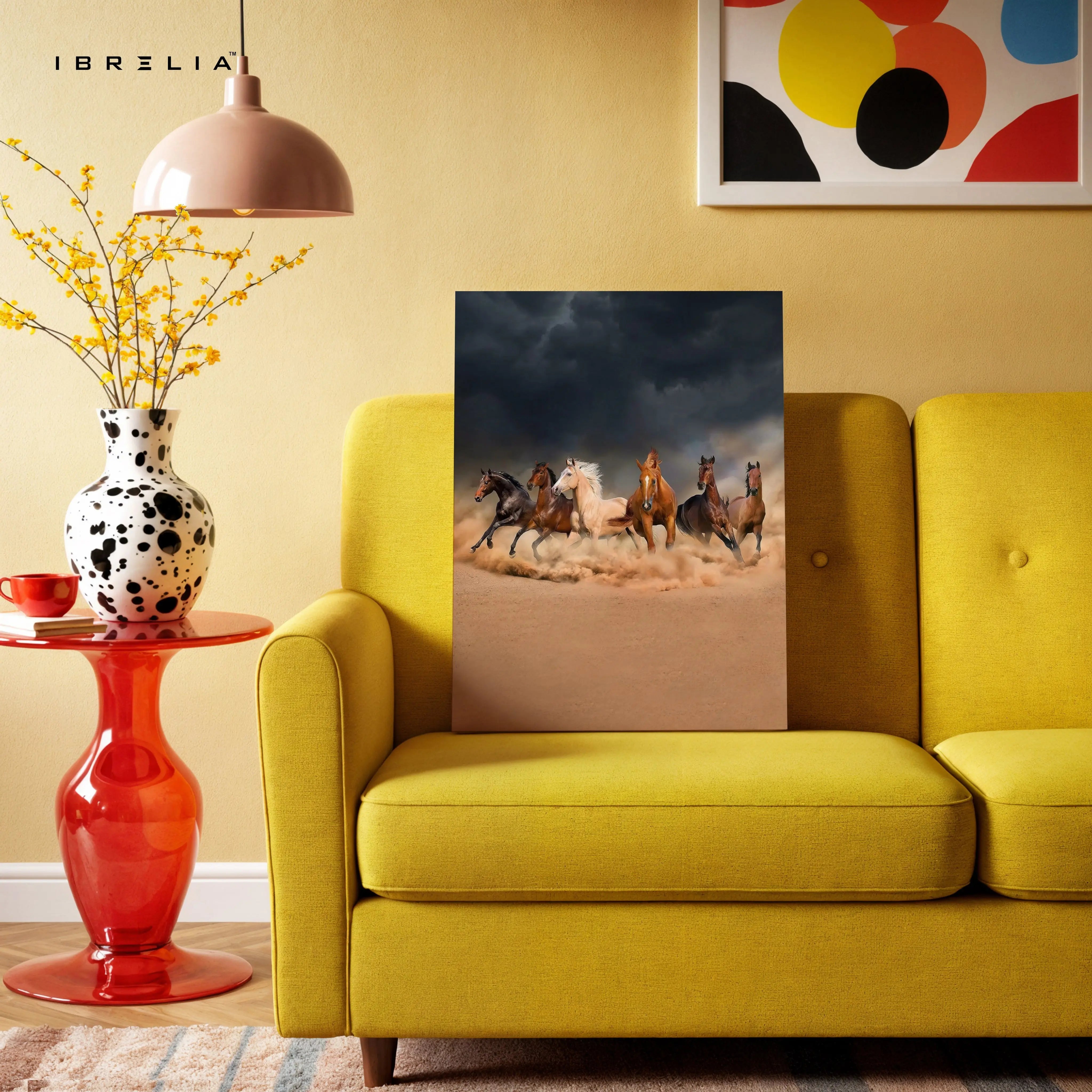 Storm Stallions Charge Art – Wild Running Horses Dark Sky Wall Art | 4K Ultra Wrap Frame Wall Art in Pakistan | IBRELIA™ IBRELIA