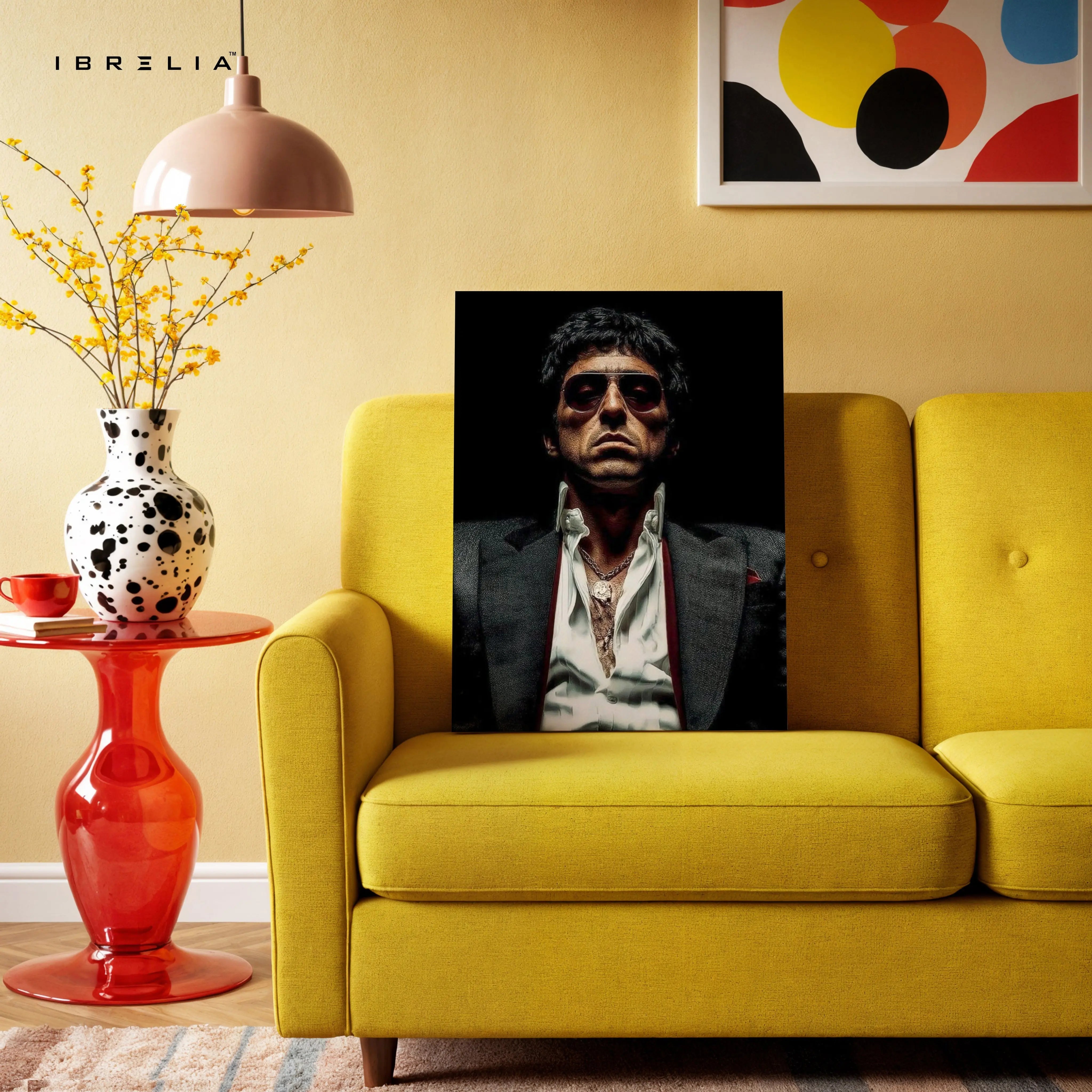 Tony Montana Dark Portrait Wall Art – Scarface Mafia Canvas Frame | Iconic Crime Poster Pakistan | IBRELIA™ IBRELIA