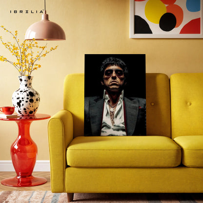 Tony Montana Dark Portrait Wall Art – Scarface Mafia Canvas Frame | Iconic Crime Poster Pakistan | IBRELIA™ IBRELIA