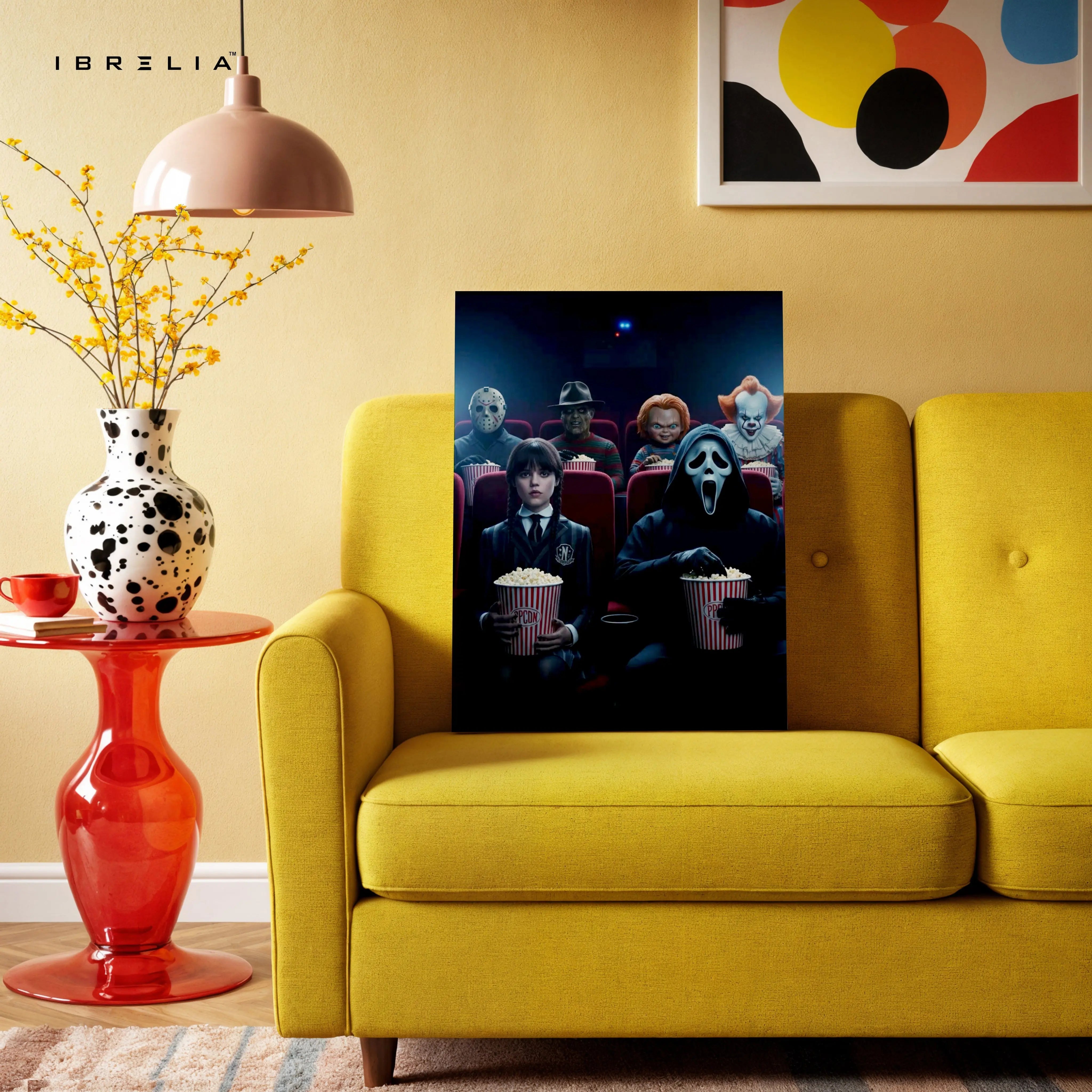 Horror Movie Icons Cinema Wall Art – Ghostface Pennywise Freddy Canvas Frame | Dark Pop Culture Poster Pakistan | IBRELIA™ IBRELIA