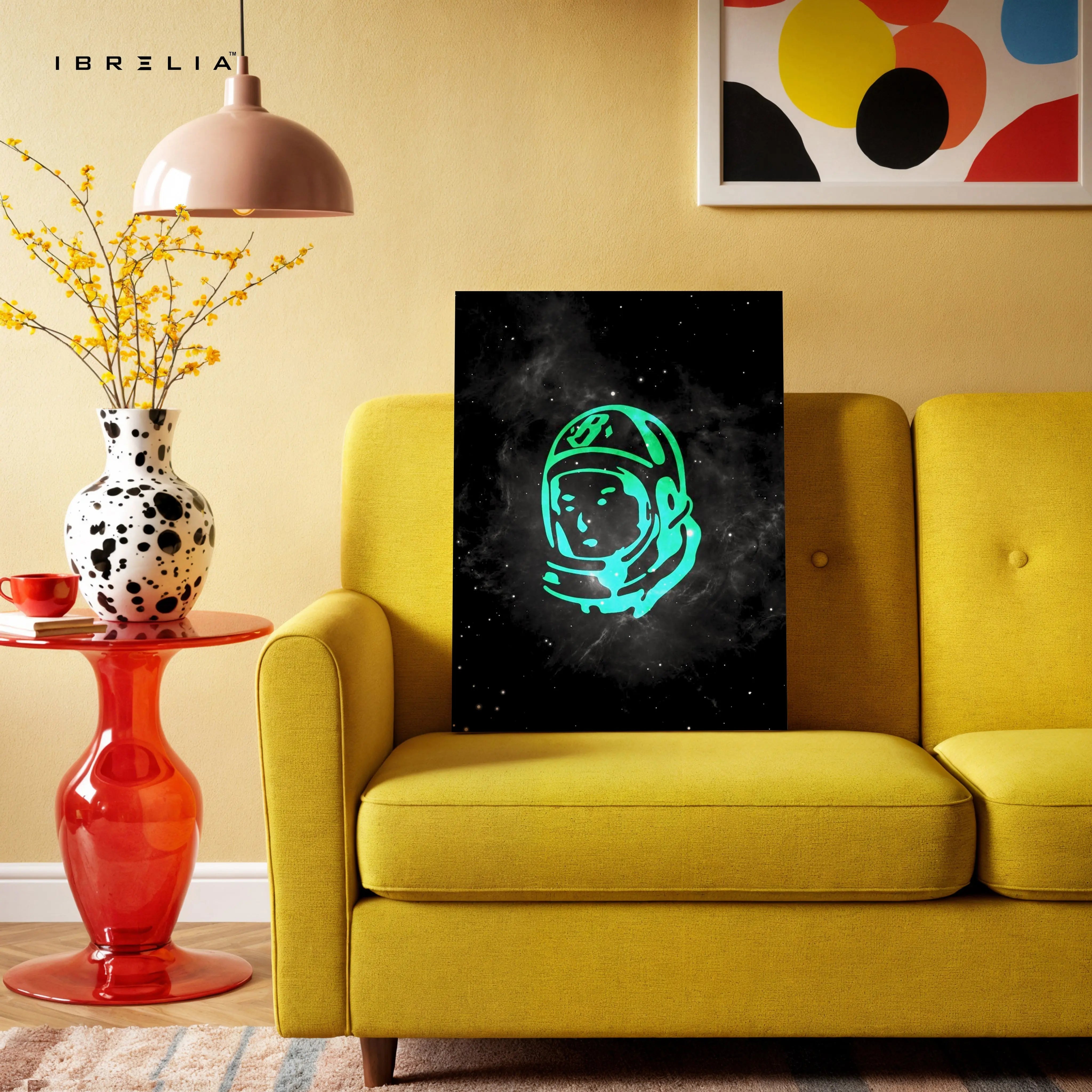 Neon Astronaut Minimal Wall Art – Space Aesthetic Canvas Frame | Galaxy Street Style Poster Pakistan | IBRELIA™ IBRELIA