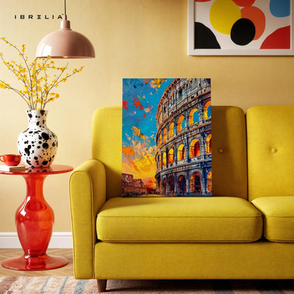 Colosseum Artistic Wall Art – Rome Architecture Canvas Frame | Color Splash Landmark Poster Pakistan | IBRELIA™ IBRELIA