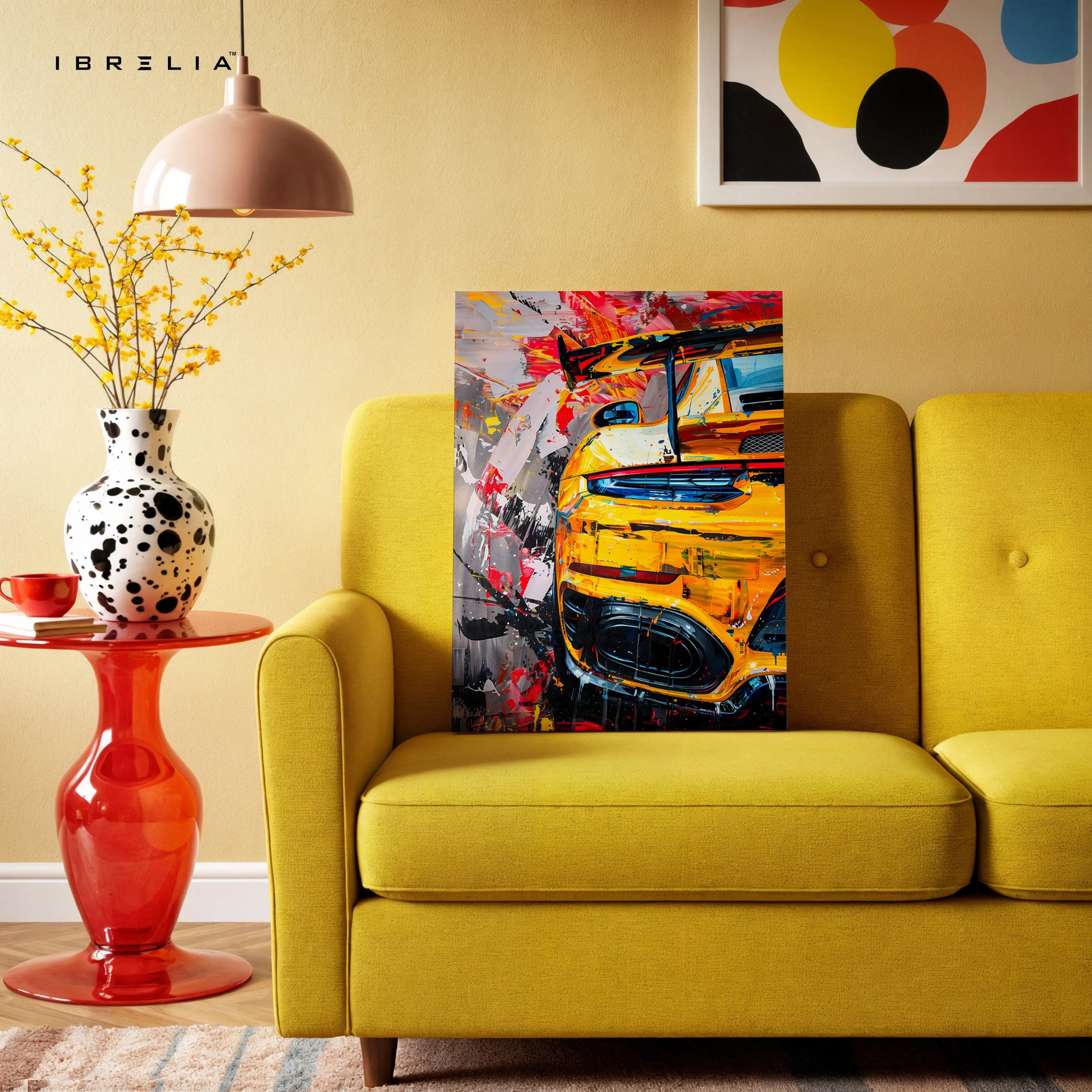 GT3 Neon Rush Art – Abstract Supercar Pop Art Wall Art | 4K Ultra Wrap Frame Wall Art in Pakistan | IBRELIA™ IBRELIA