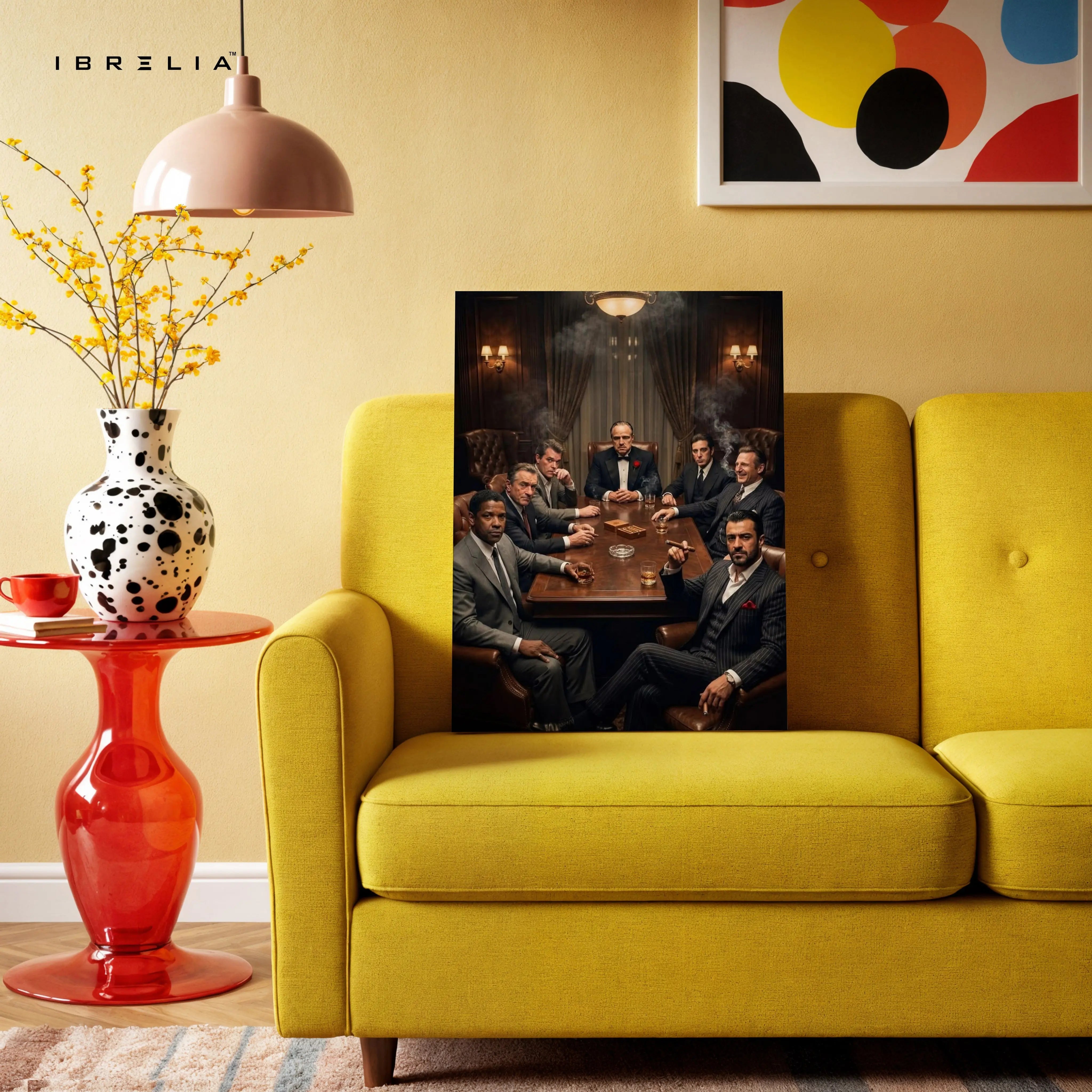 Godfather Mafia Meeting Wall Art – Vintage Crime Family Canvas Frame | Luxury Movie Scene Poster Pakistan | IBRELIA™ IBRELIA