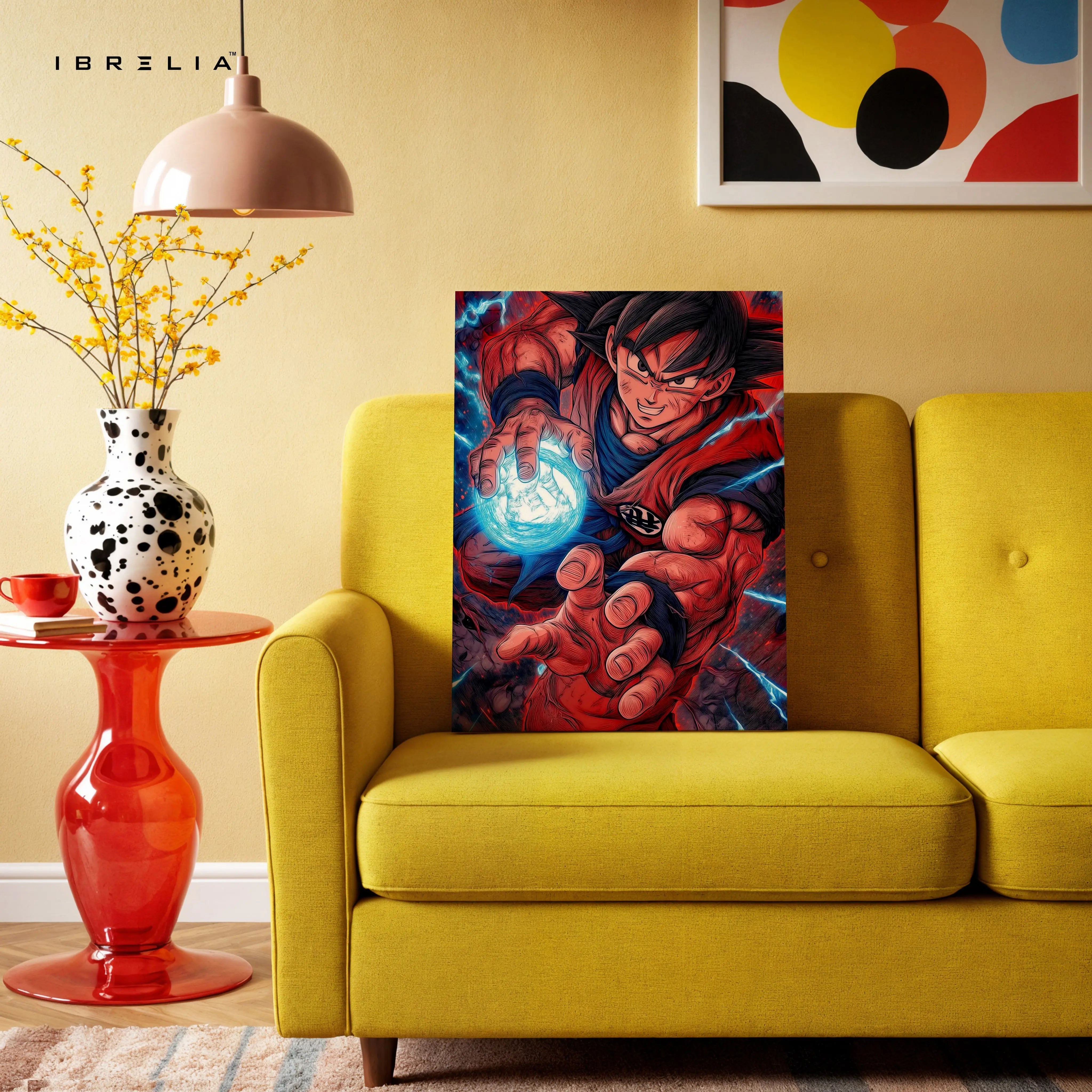 Goku Kamehameha Wall Art – Dragon Ball Anime Canvas Frame | Goku Power Poster Pakistan | IBRELIA™ IBRELIA