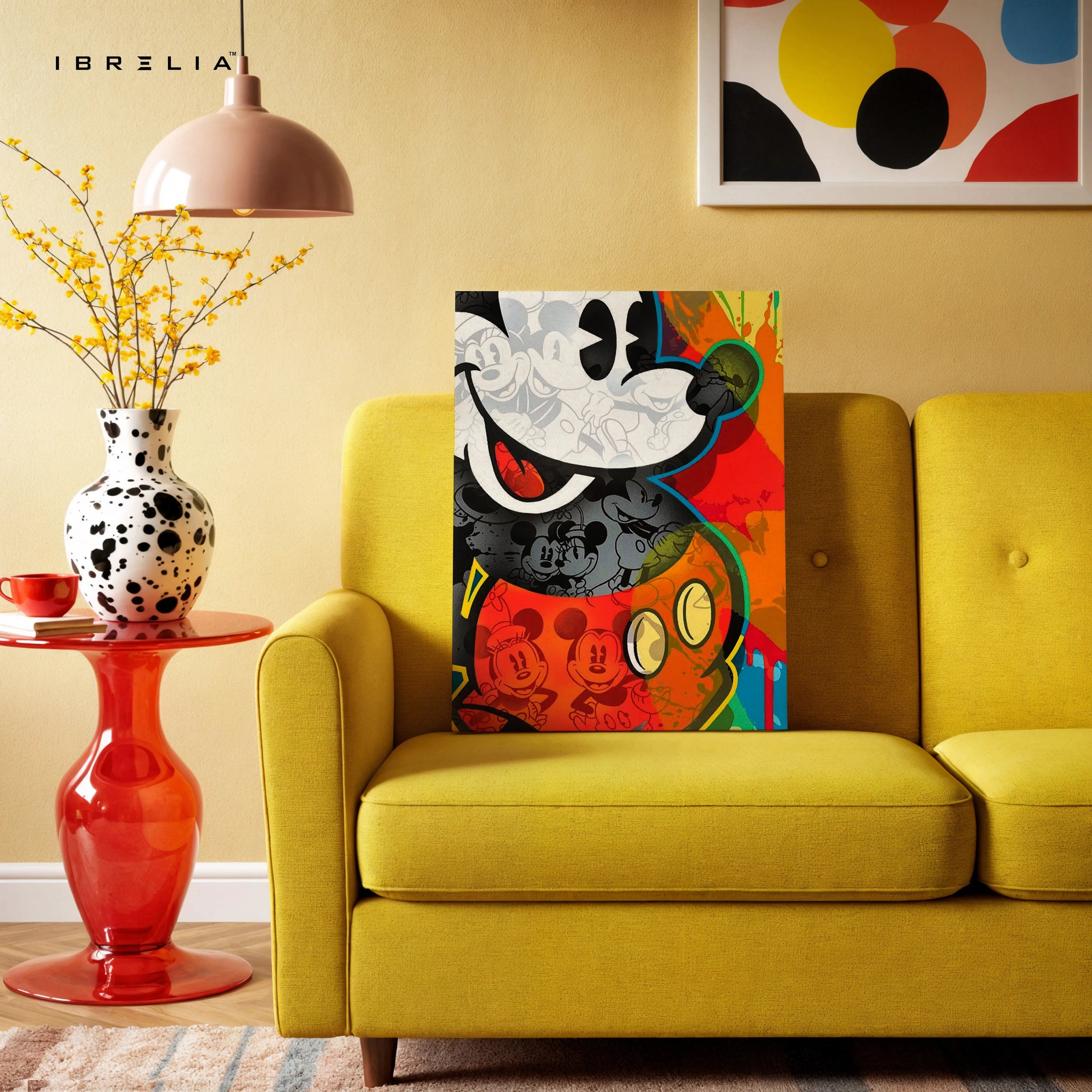 Mickey Mouse Pop Art Wall Art – Abstract Cartoon Canvas Frame | Colorful Street Style Poster Pakistan | IBRELIA™ IBRELIA