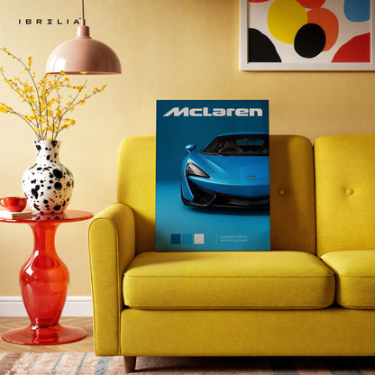McLaren Blue Elegance Art – Minimal Supercar Front Luxury Wall Art | 4K Ultra Wrap Frame Wall Art in Pakistan | IBRELIA™ IBRELIA