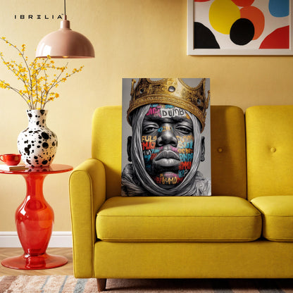 Street King Crown Graffiti Wall Art – Urban Portrait Canvas Frame | Bold Street Culture Decor Pakistan | IBRELIA™ IBRELIA