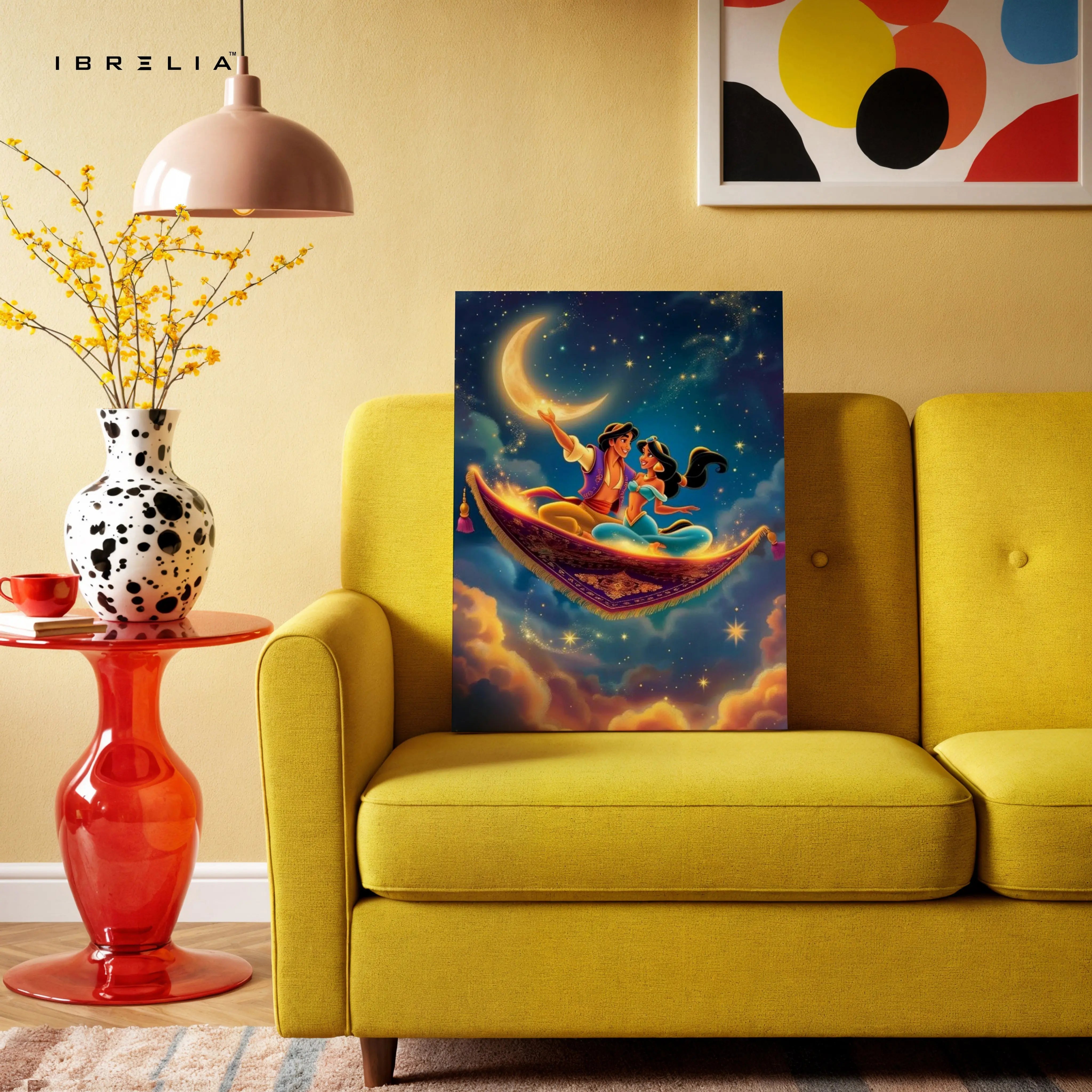 Magic Carpet Night Sky Wall Art – Romantic Fantasy Canvas Frame | Arabian Dream Decor Pakistan | IBRELIA™ IBRELIA