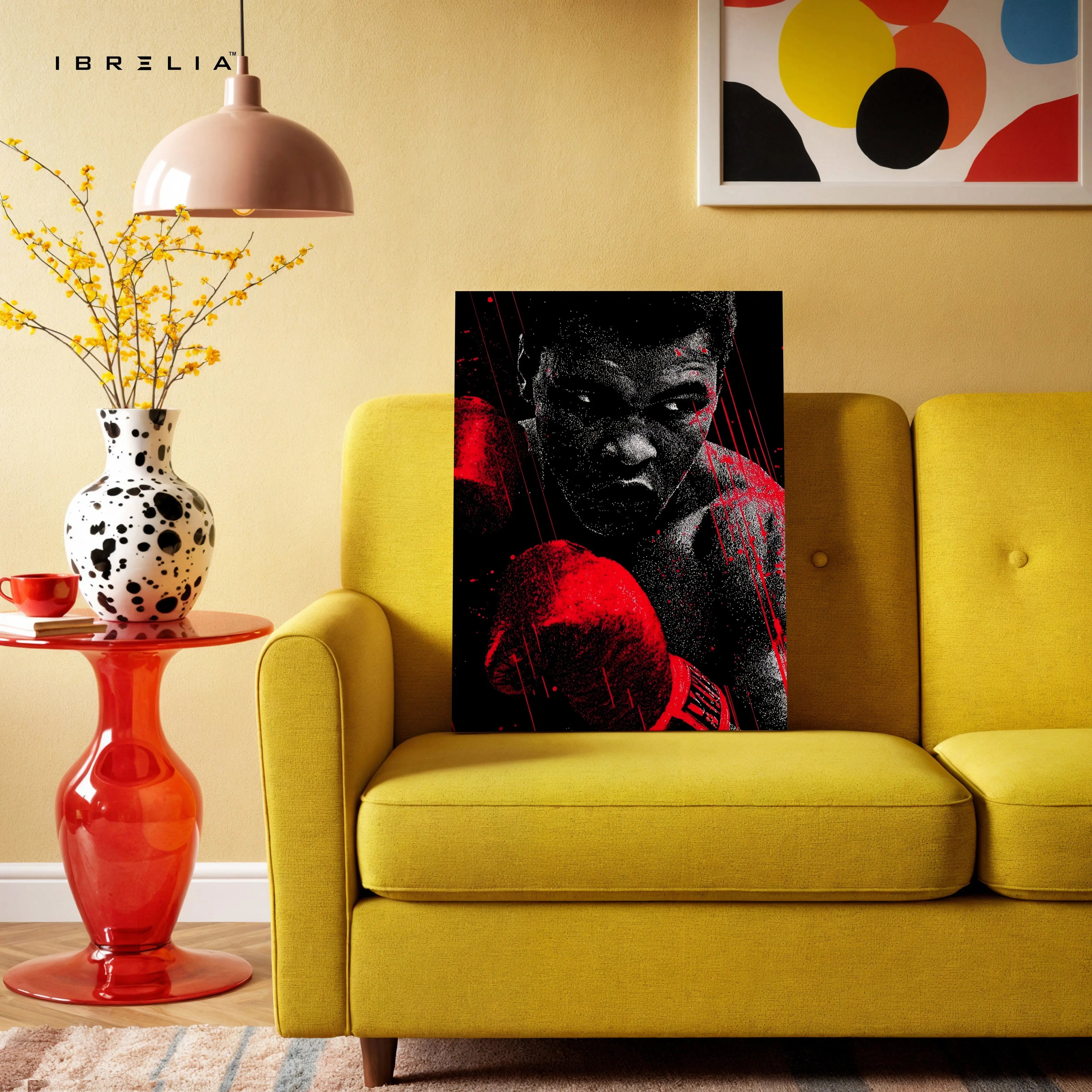 Boxing Champion Wall Art – Red Glove Power Canvas Frame | Fighter Motivation Poster Pakistan | IBRELIA™ IBRELIA