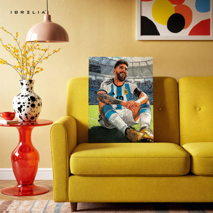 Lionel Messi Argentina Wall Art – World Champion Football Canvas Frame | Soccer Legend Poster Pakistan | IBRELIA™ IBRELIA