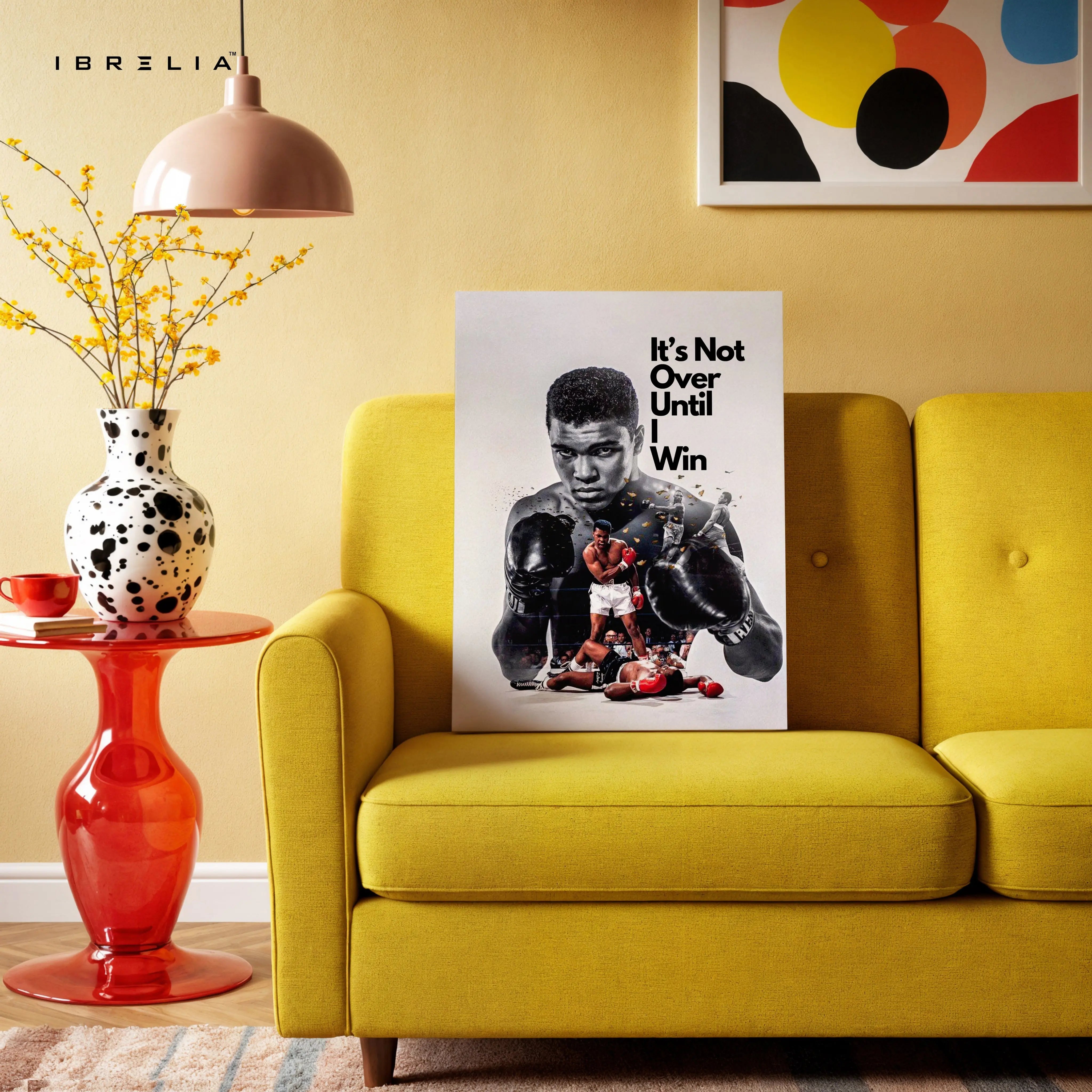 Muhammad Ali Motivation Wall Art – “It’s Not Over Until I Win” Canvas Frame | Boxing Quote Poster Pakistan | IBRELIA™ IBRELIA