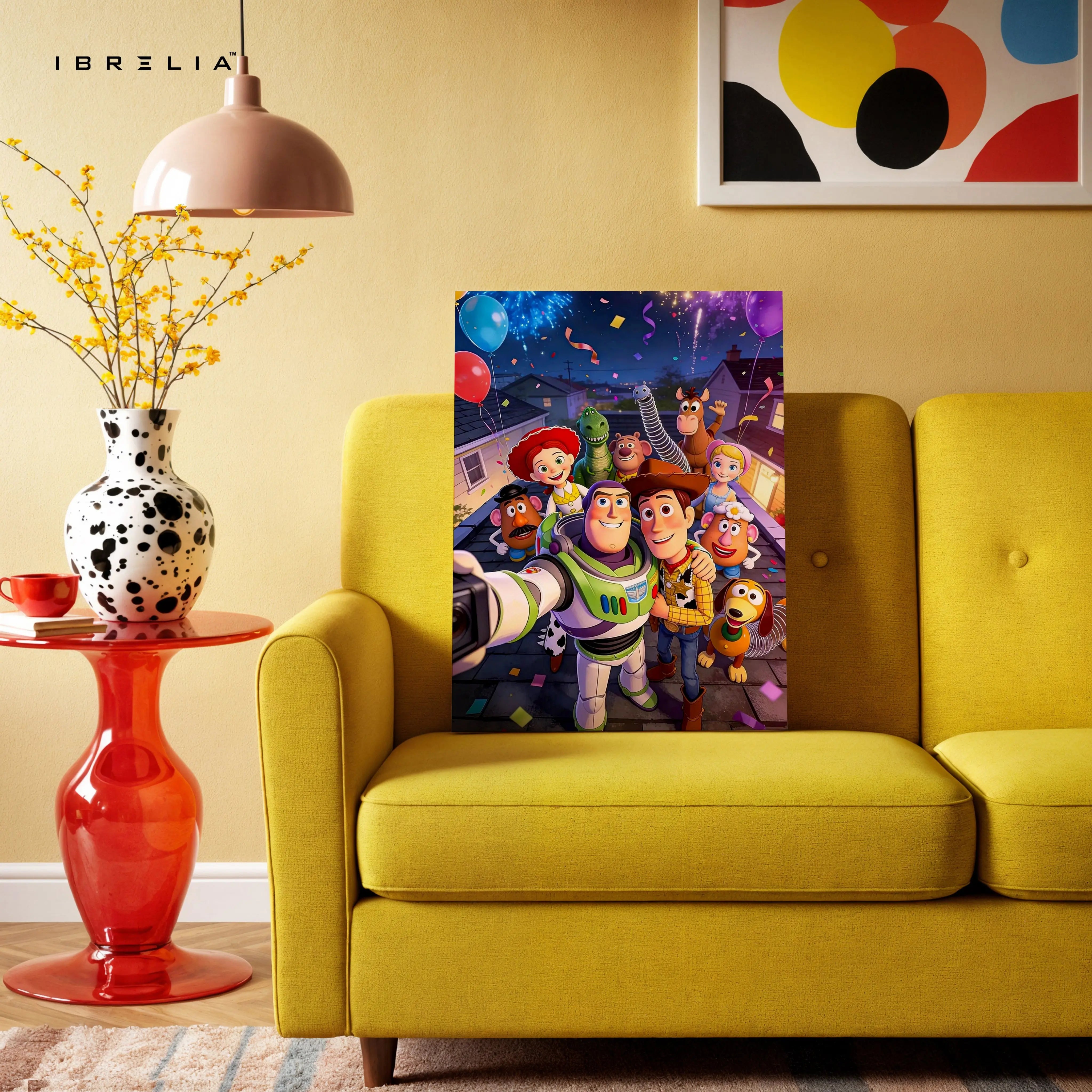 Toy Story Celebration Wall Art – Animated Characters Canvas Frame | Fun Kids Room Decor Pakistan | IBRELIA™ IBRELIA
