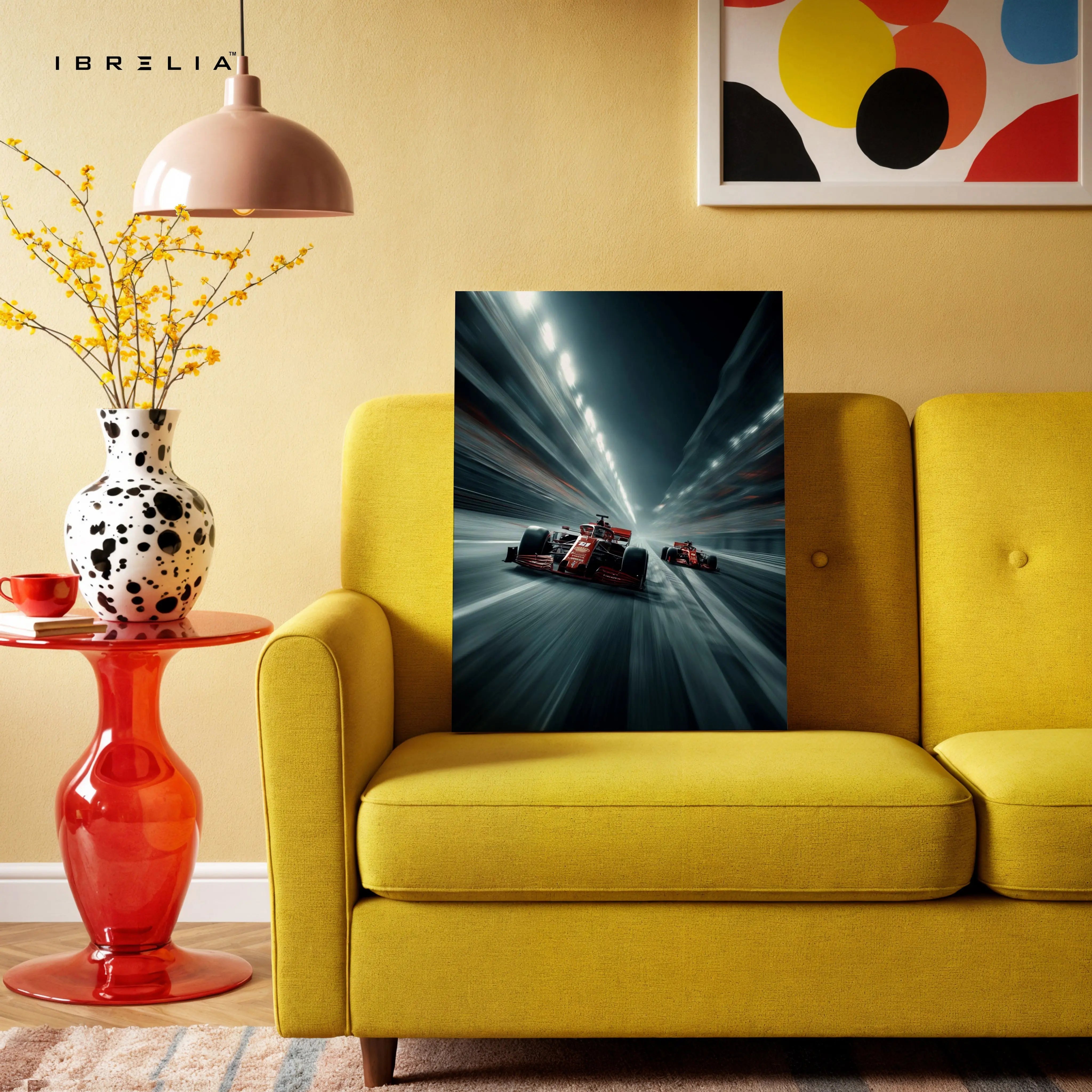Ferrari F1 Speed Motion Wall Art – High Velocity Racing Canvas Frame Pakistan | Formula Racing Poster | IBRELIA™ IBRELIA