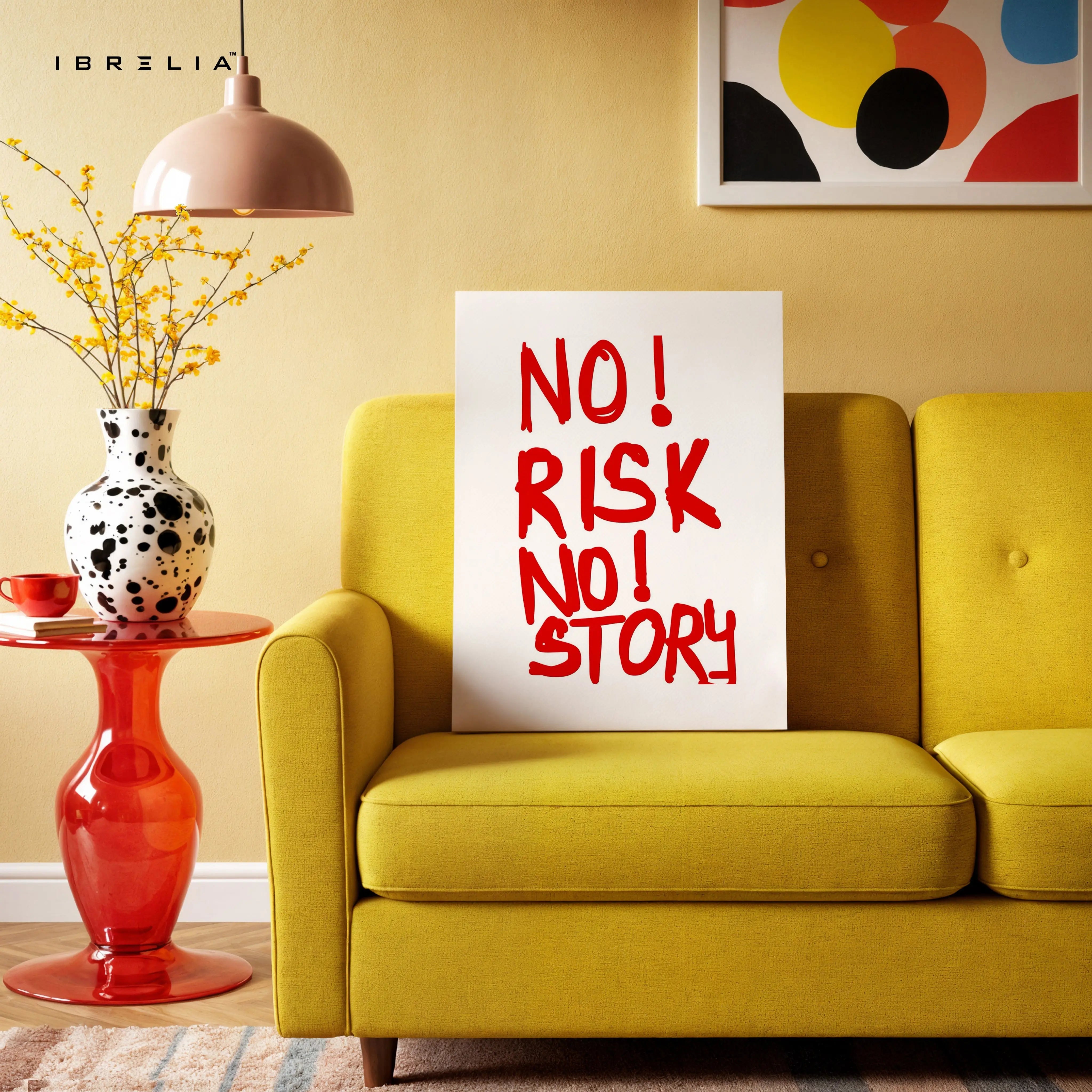 No Risk No Story Wall Art – Bold Motivational Quote Canvas Frame | Minimal Typography Poster Pakistan | IBRELIA™ IBRELIA