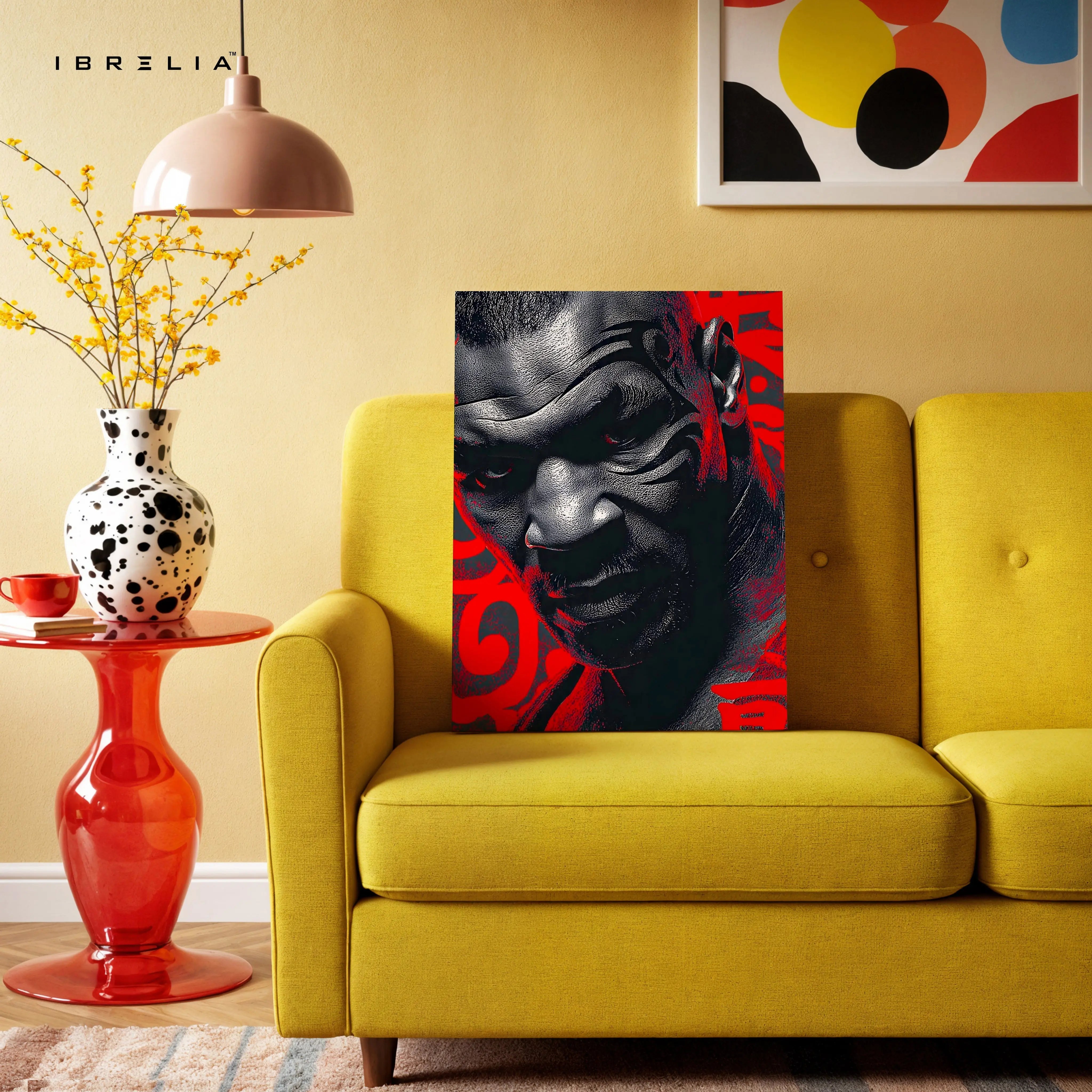 Mike Tyson Portrait Wall Art – Boxing Legend Canvas Frame | Red Black Fighter Poster Pakistan | IBRELIA™ IBRELIA