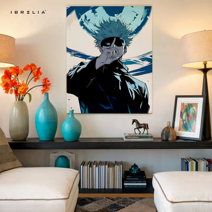 Gojo Satoru Wall Art – Jujutsu Kaisen Anime Canvas Frame | Gojo Infinity Poster Pakistan | IBRELIA™ IBRELIA