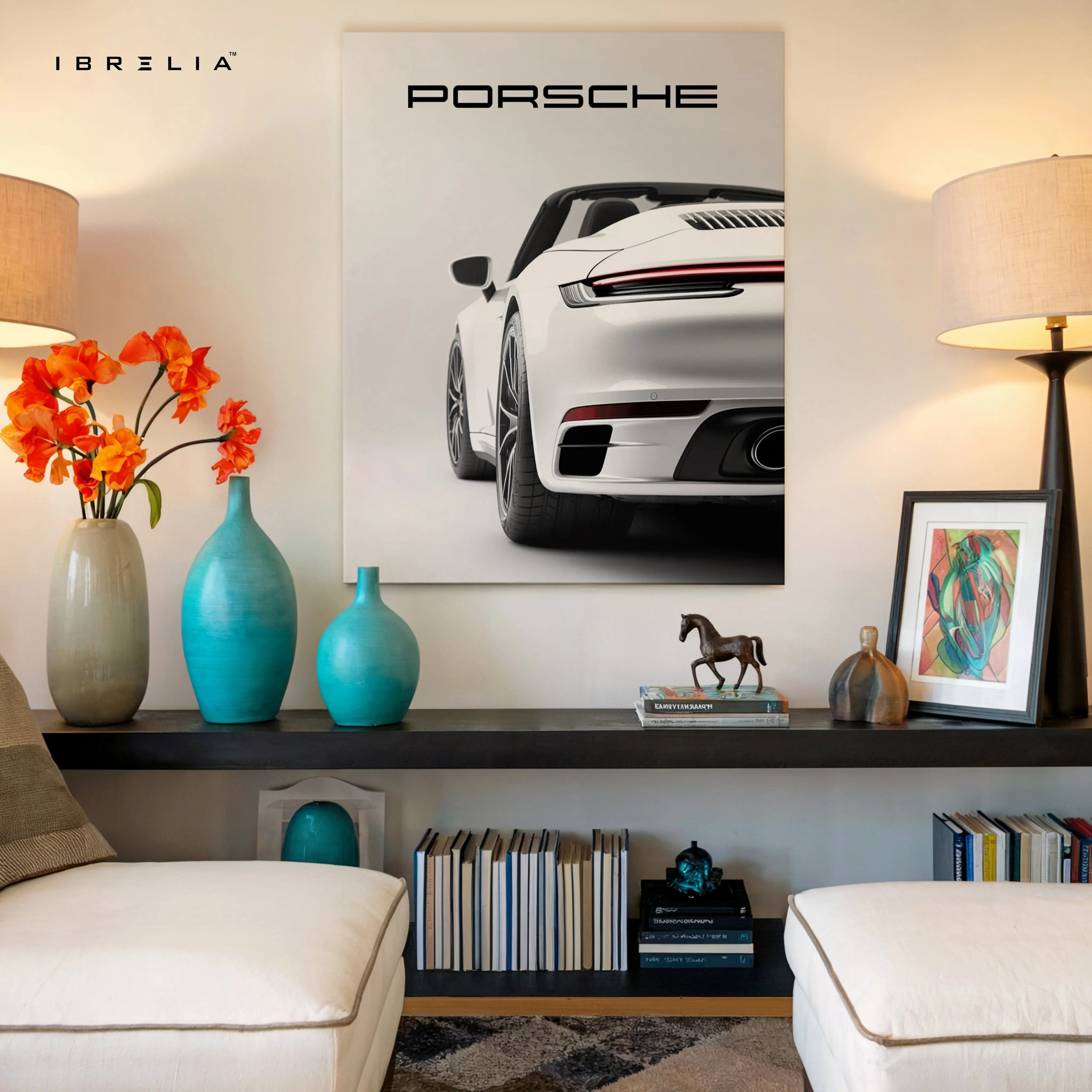 Porsche 911 Minimal Luxury Wall Art – Modern Sports Car Poster | 4K Ultra Wrap Frame Wall Art in Pakistan | IBRELIA™ IBRELIA