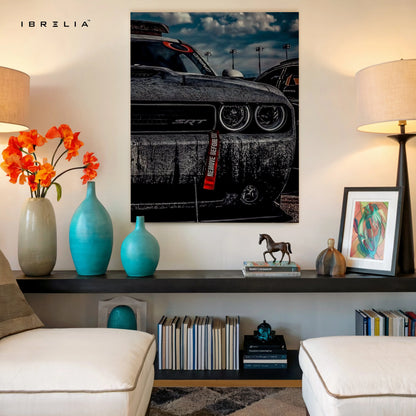Dodge Challenger SRT Front Detail Wall Art – Muscle Car Close-Up Canvas Frame | SRT Poster Pakistan | IBRELIA™ IBRELIA
