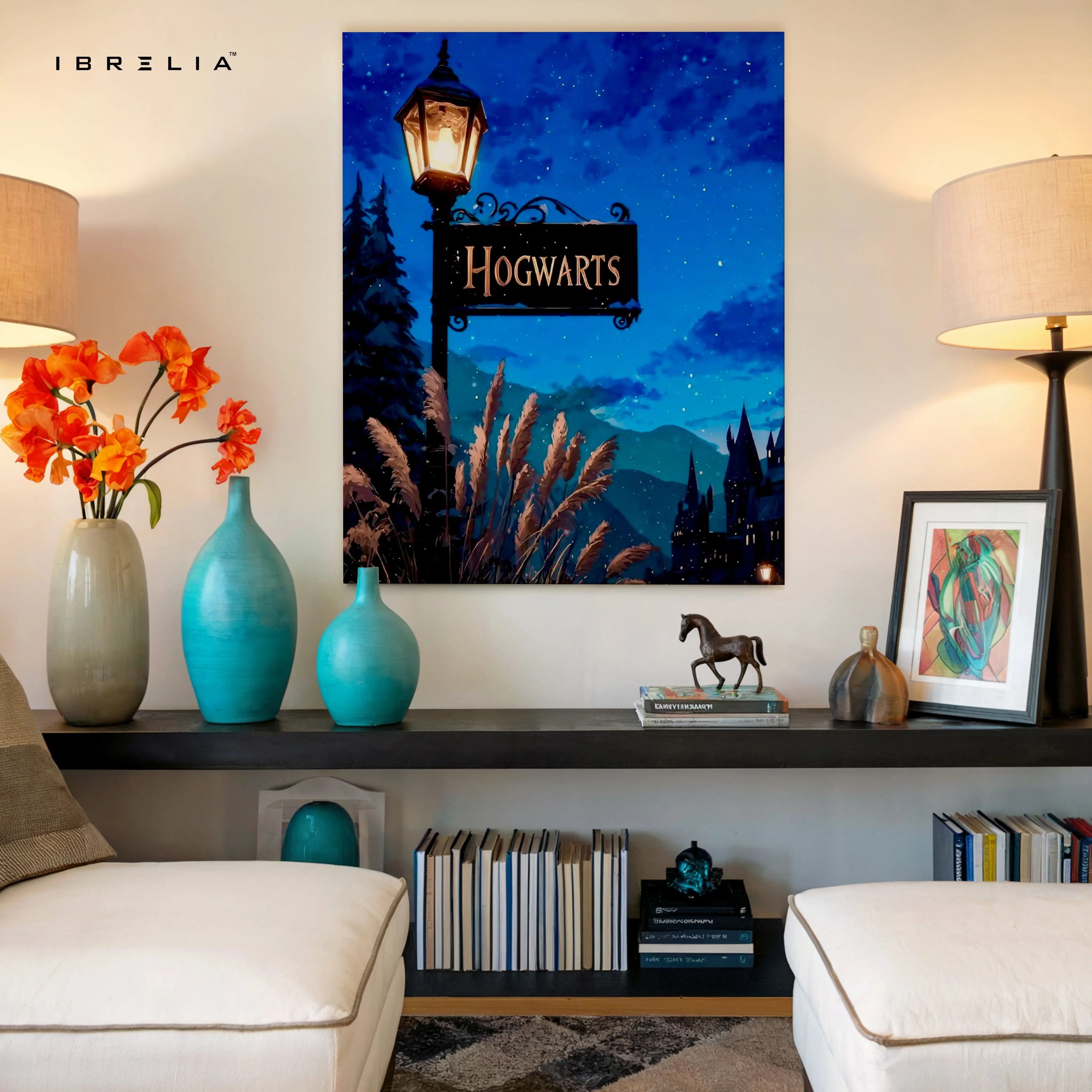 Hogwarts Night Wall Art – Magical Harry Potter Inspired Canvas Frame | Fantasy Castle Poster Pakistan | IBRELIA™ IBRELIA