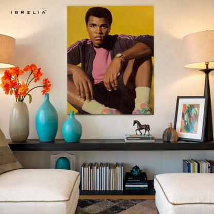 Muhammad Ali Vintage Portrait Wall Art – Iconic Boxing Legend Canvas Frame | Retro Athlete Poster Pakistan | IBRELIA™ IBRELIA